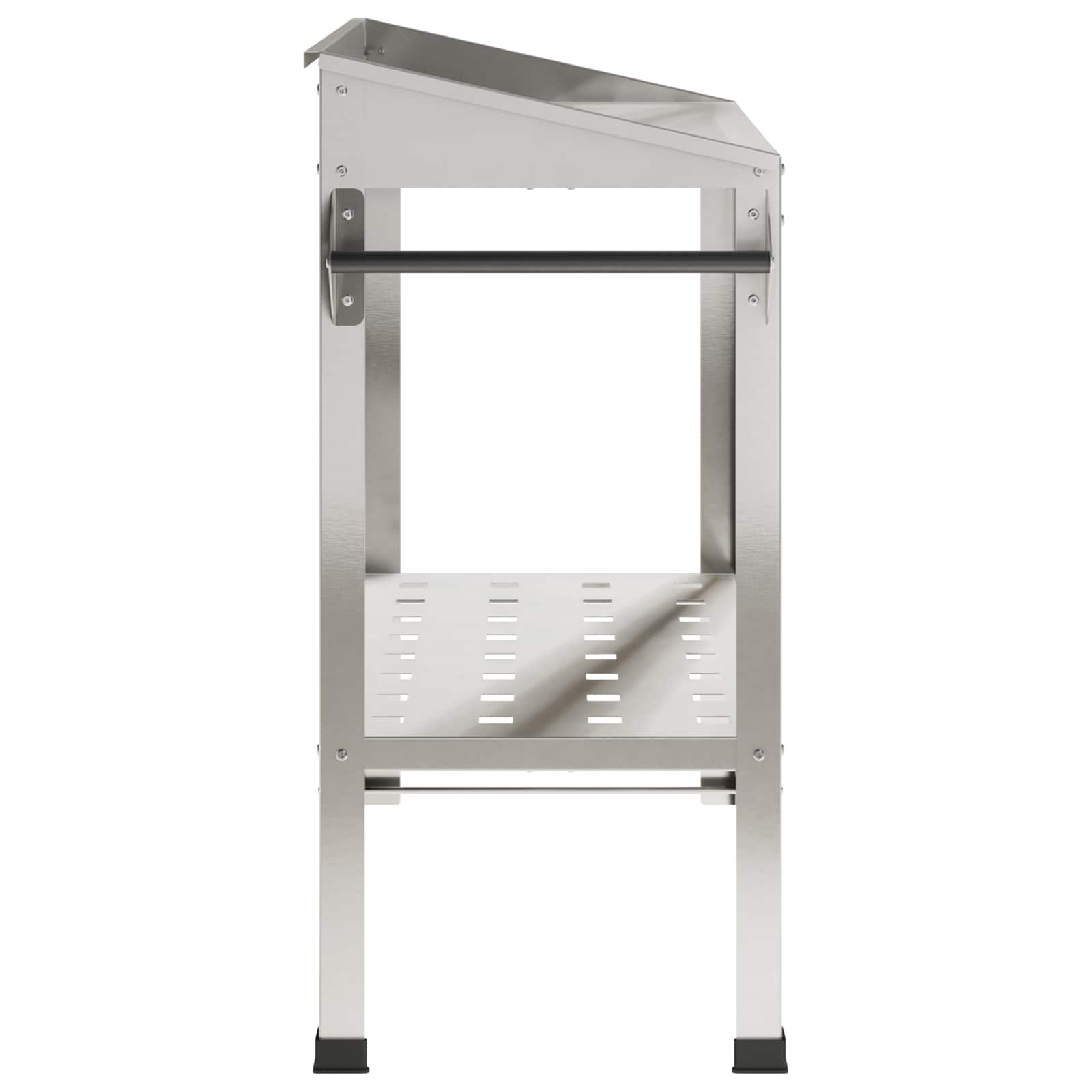 Pottafel met Wielen 96 x 50 x 89 cm Roestvrij staal zilver image 4