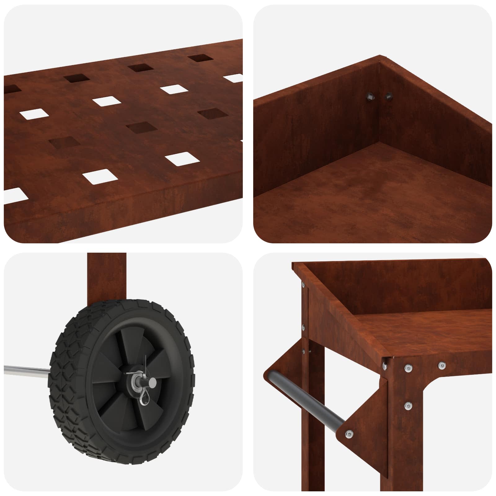 Pottafel met Wielen Roestkleurig 96 x 50 x 89 cm weervast staal image 8