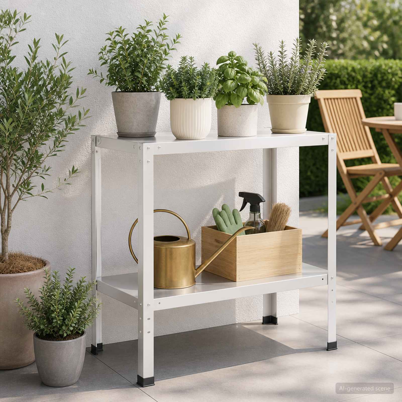 Planttafel 100 x 40 x 80 cm Gepoedercoat staal Wit image 1
