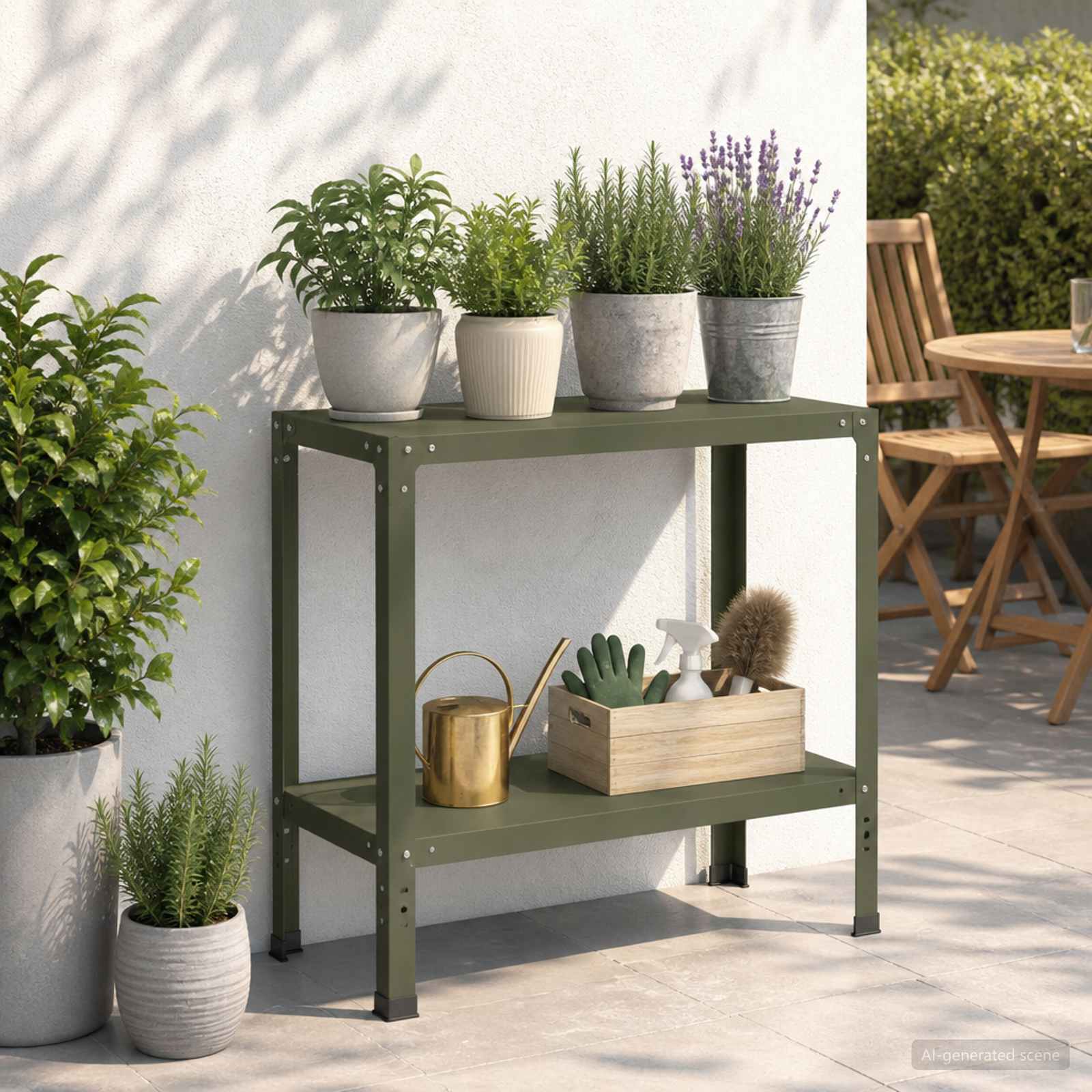 Planttafel 100 x 40 x 80 cm Gepoedercoat staal Olijfgroen image 1