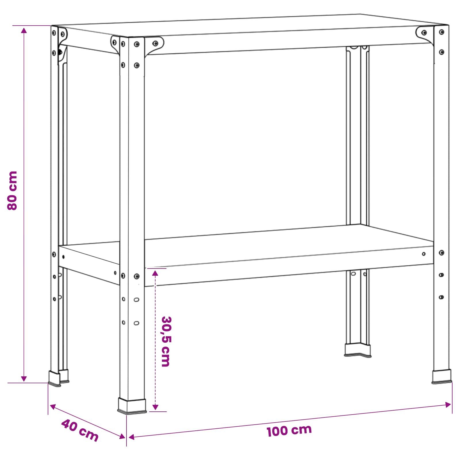 Planttafel 100 x 40 x 80 cm Roestvrij staal zilver image 7