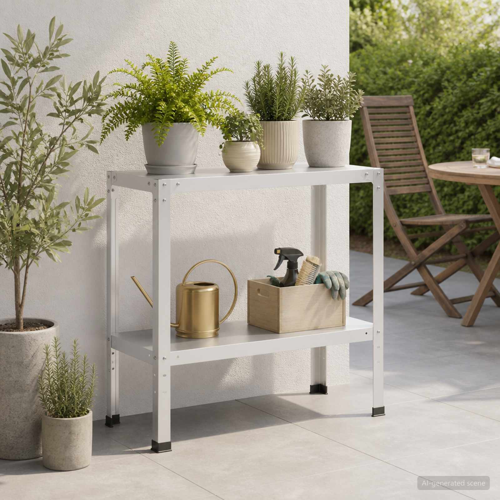 Planttafel 80 x 40 x 80 cm Gepoedercoat staal Wit image 1