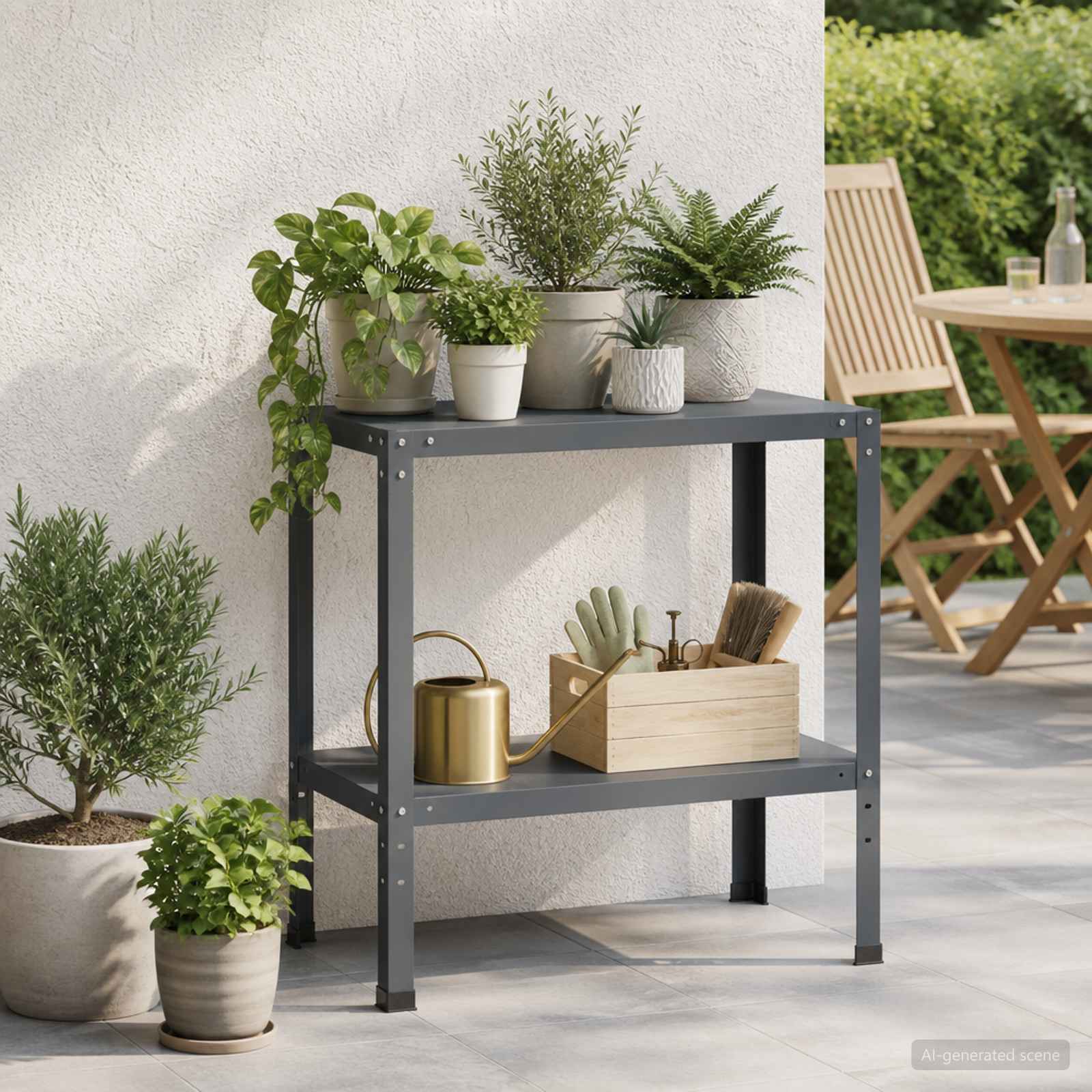 Planttafel 80 x 40 x 80 cm Gepoedercoat staal Antraciet image 1