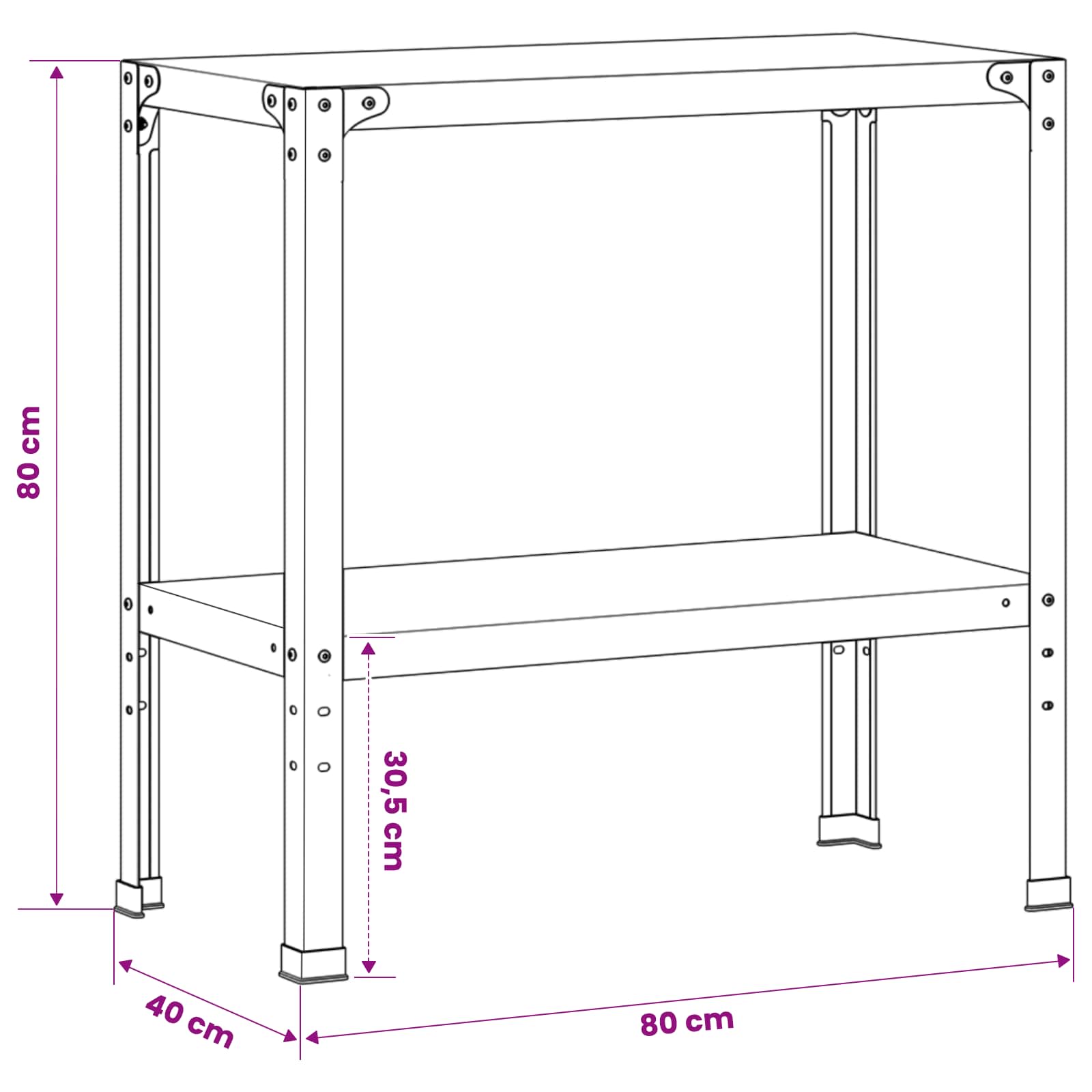 Planttafel 80 x 40 x 80 cm Gegalvaniseerd staal zilver image 7