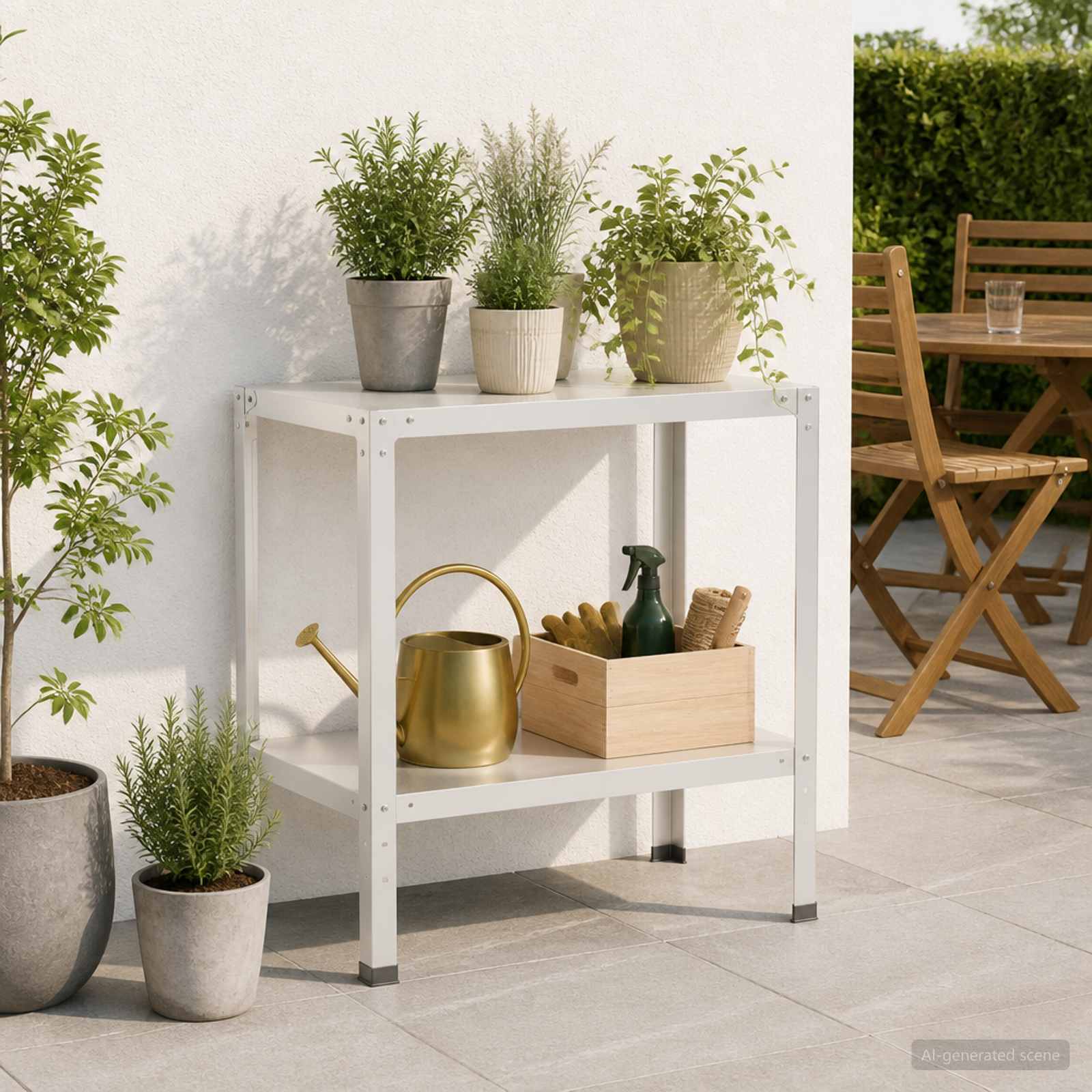 vidaXL Plantebord 100 x 50 x 80 cm Pulverlakeret stål Hvid