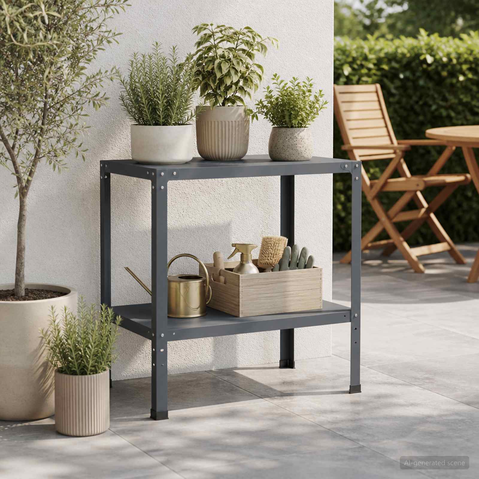 vidaXL Plantebord 100 x 50 x 80 cm Pulverlakeret stål Antracit