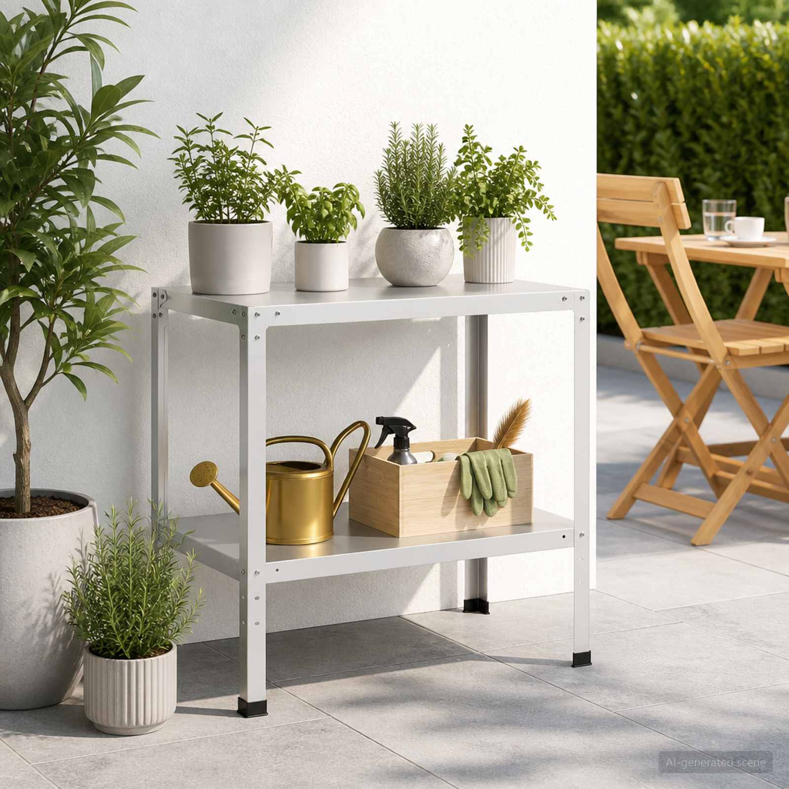 Planttafel 80 x 50 x 80 cm Gepoedercoat staal Wit image 1