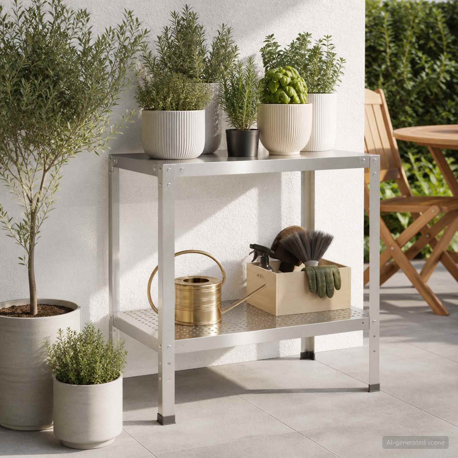 Planttafel 80 x 50 x 80 cm Roestvrij staal zilver image 1
