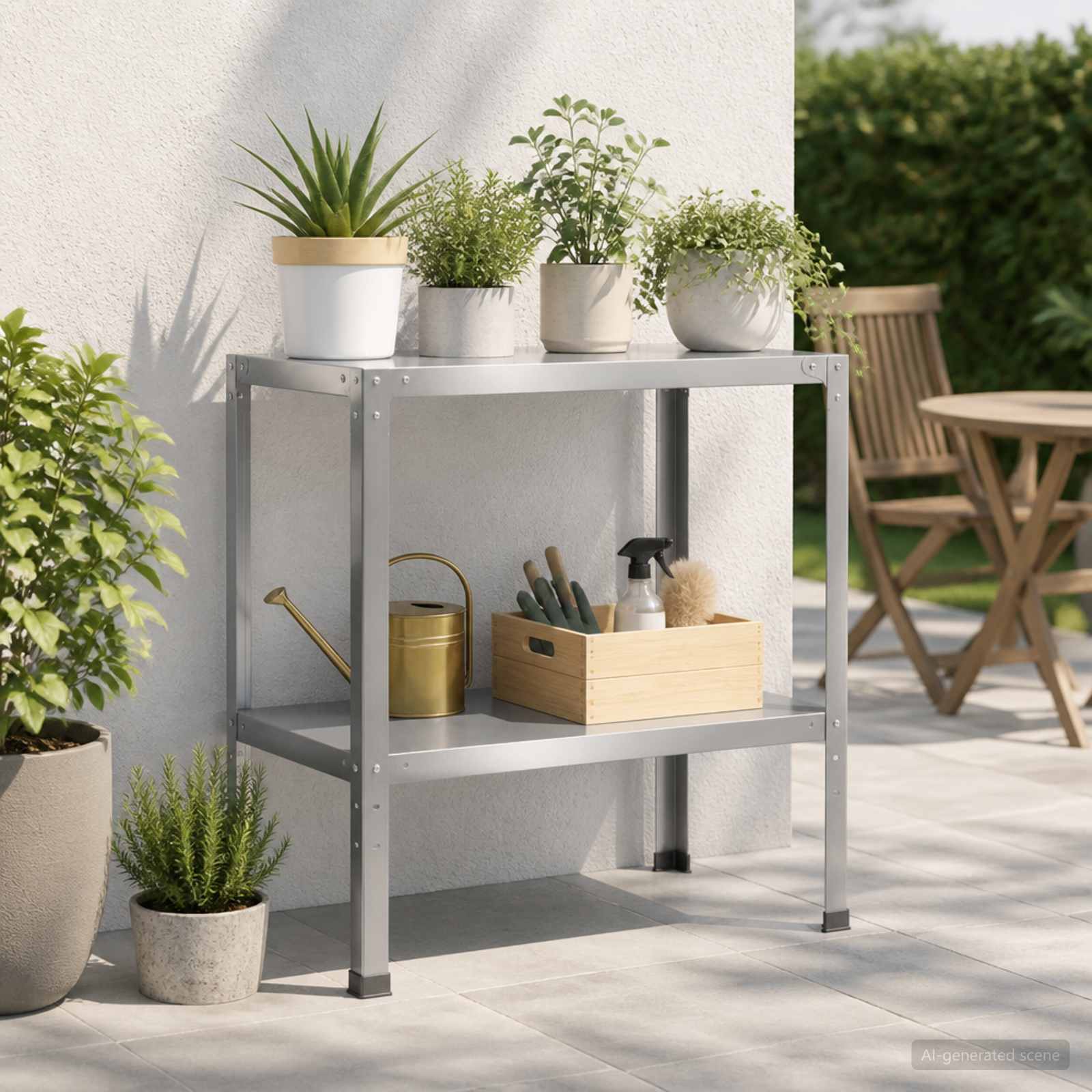 Маса за засаждане 60 x 50 x 80 см Поцинкована стомана Сребристо