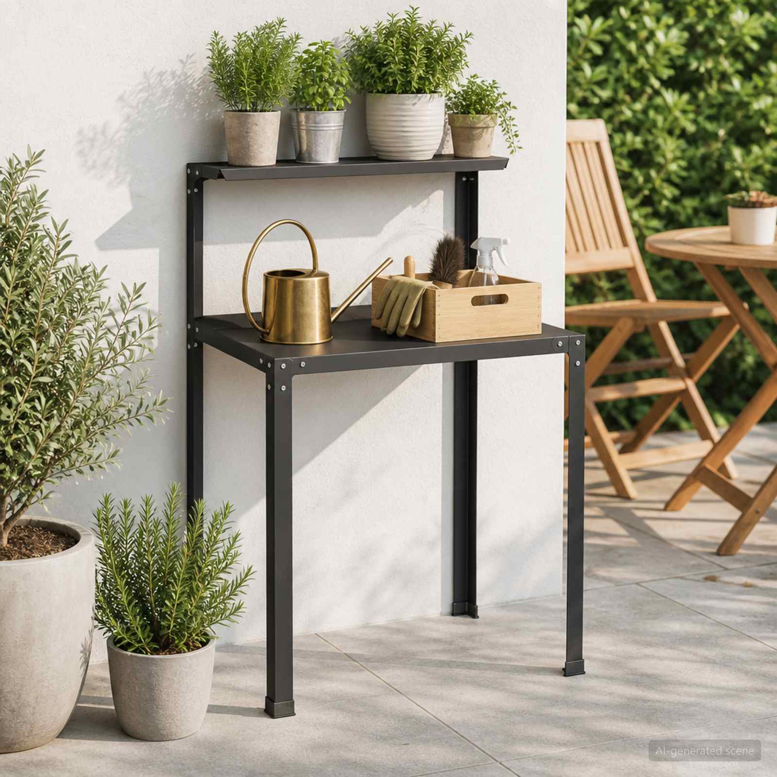 Planttafel 100 x 50 x 104 cm Gepoedercoat staal Zwart image 1