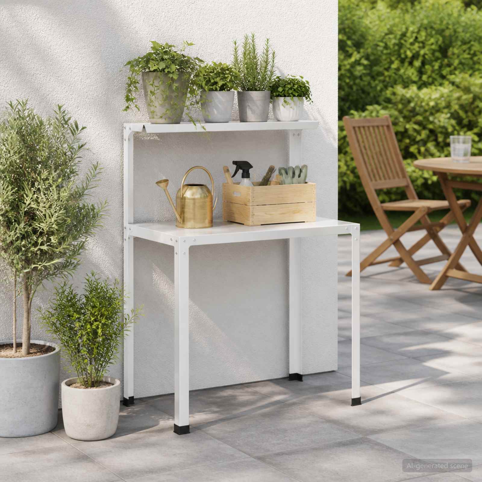 Planttafel 100 x 50 x 104 cm Gepoedercoat staal Wit image 1