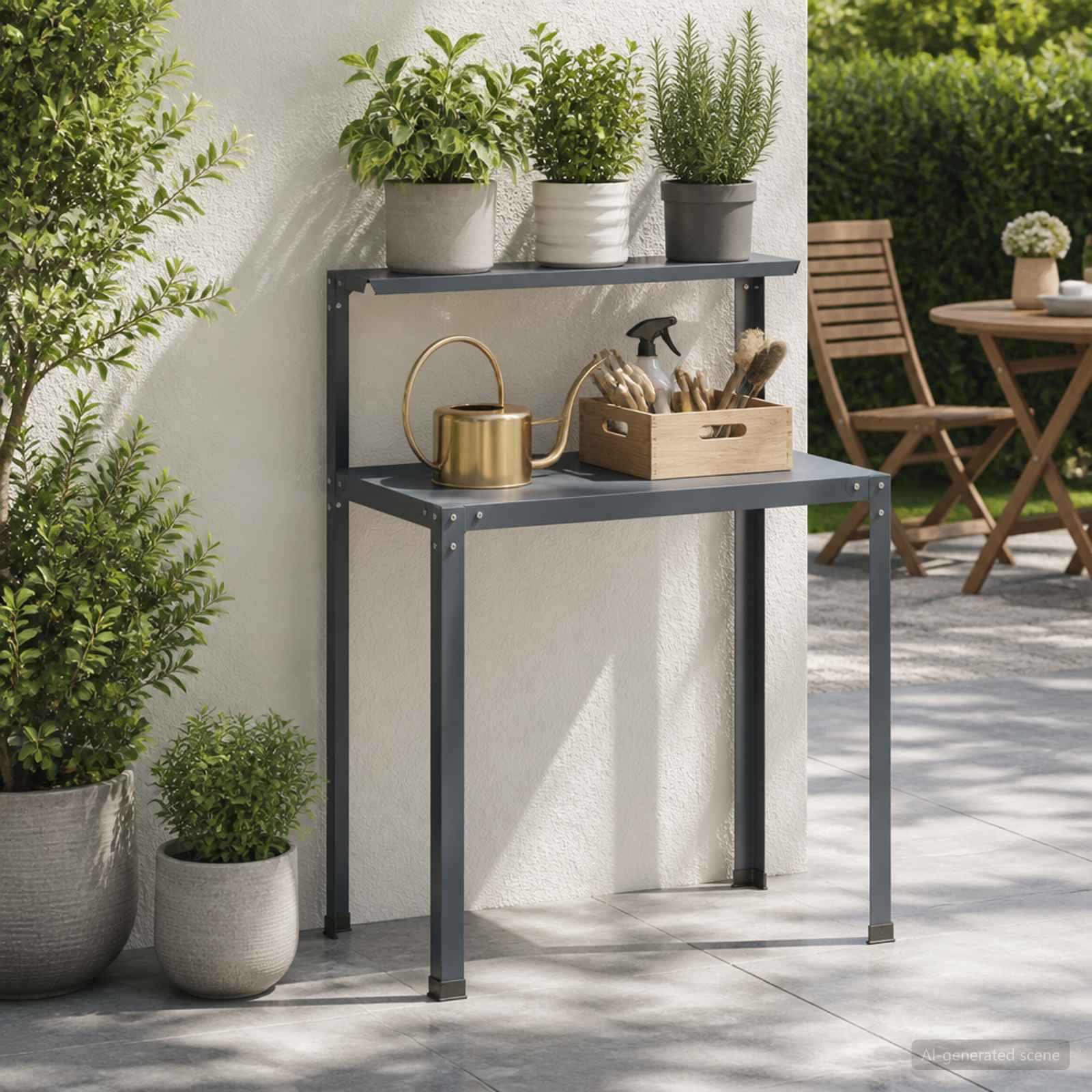 vidaXL Plantebord 100 x 50 x 104 cm Pulverlakeret stål Antracit