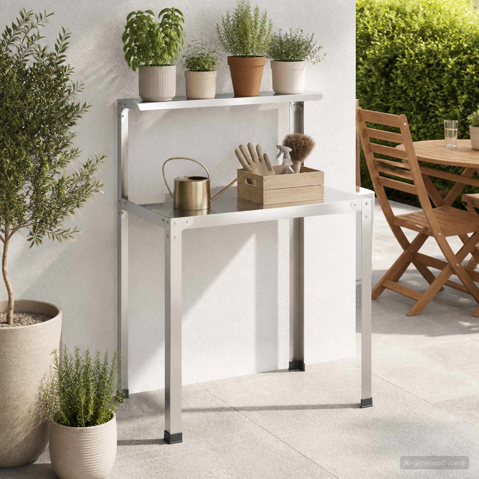Planttafel 80 x 50 x 104 cm Roestvrij staal zilver image 1
