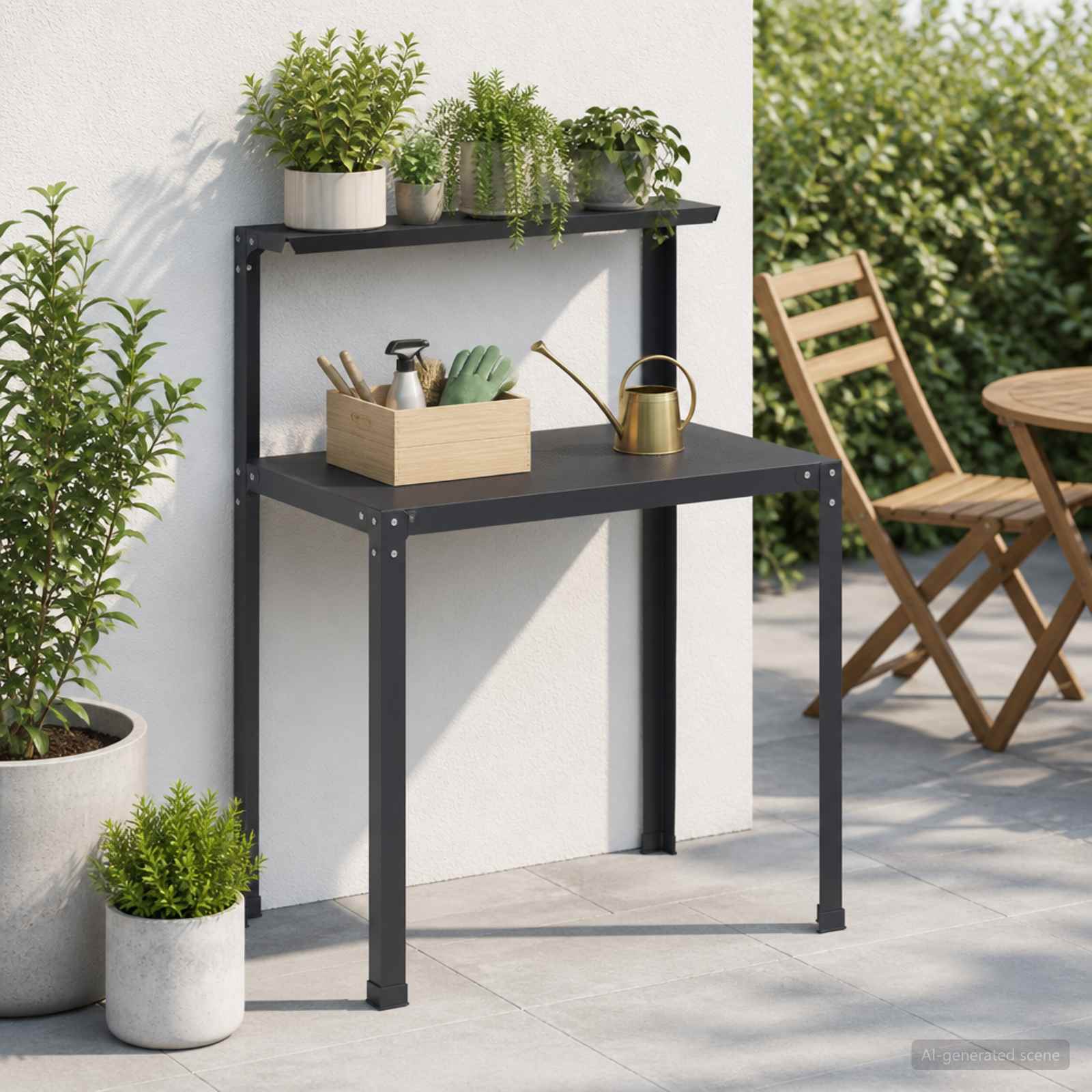 Planttafel 60 x 50 x 104 cm Gepoedercoat staal Zwart image 1