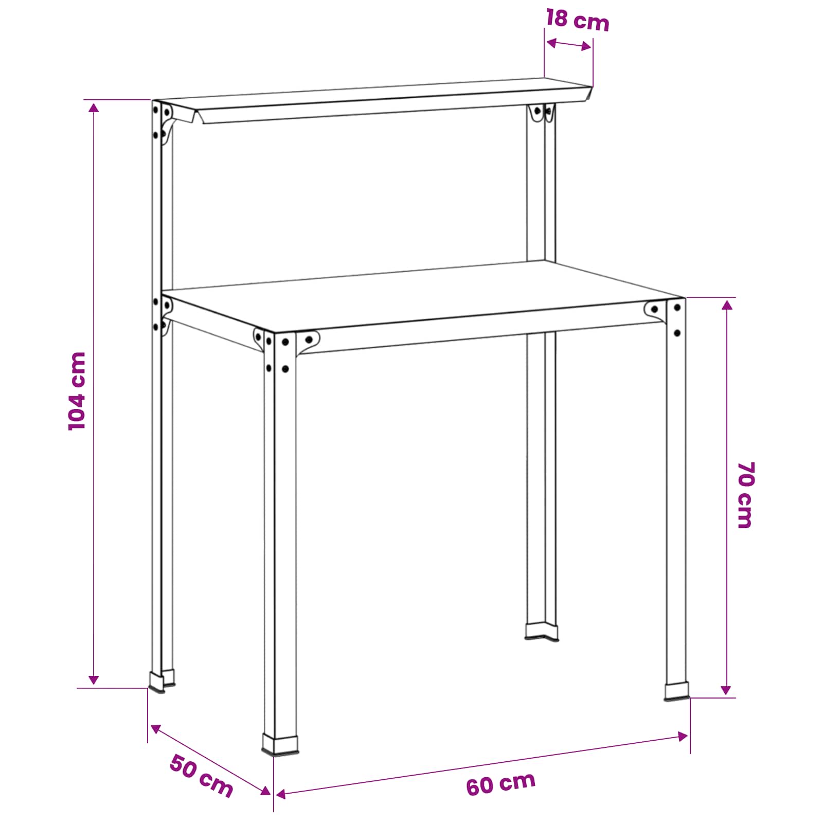 Planttafel 60 x 50 x 104 cm Gepoedercoat staal Zwart image 8