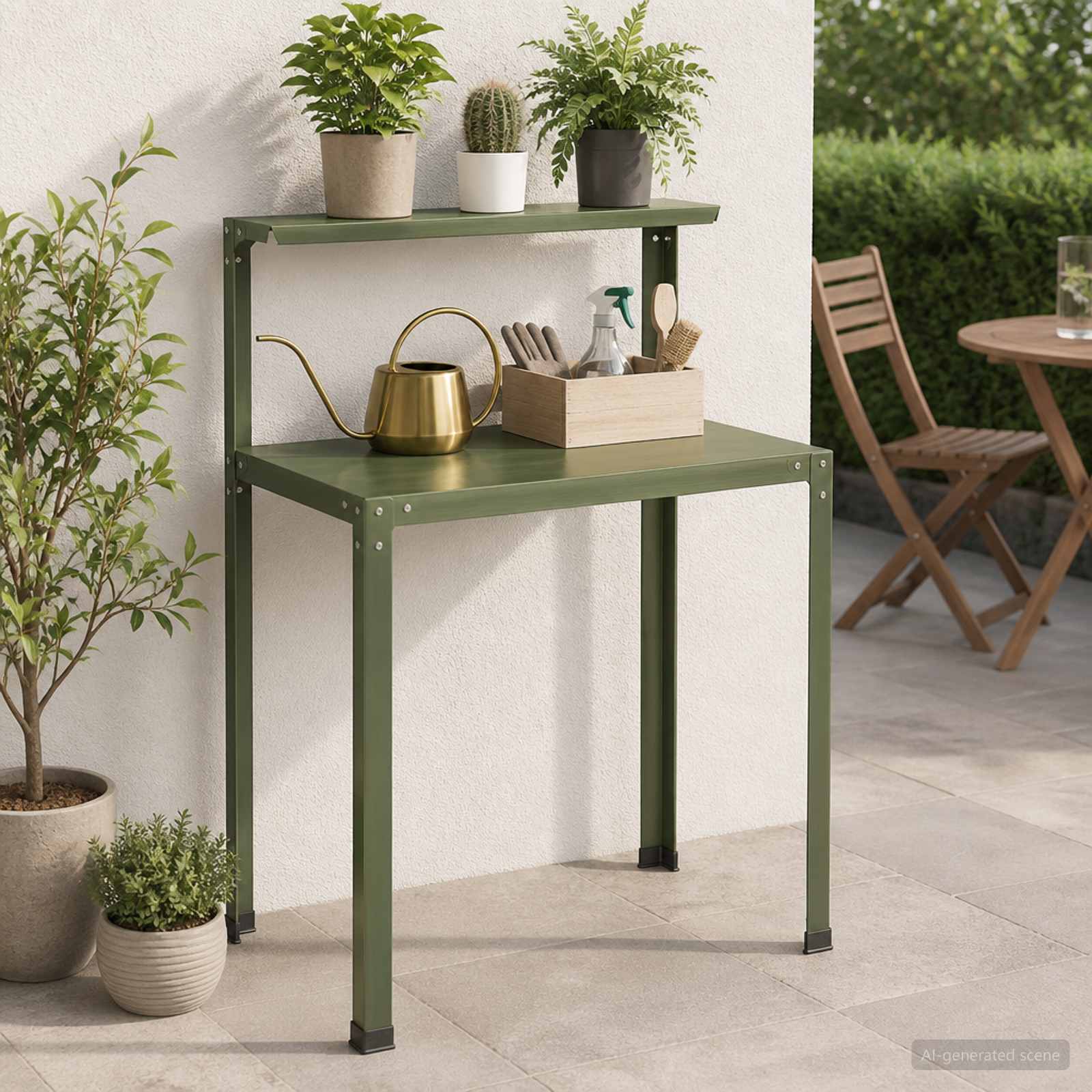 Planttafel 60 x 50 x 104 cm Gepoedercoat staal Olijfgroen image 1