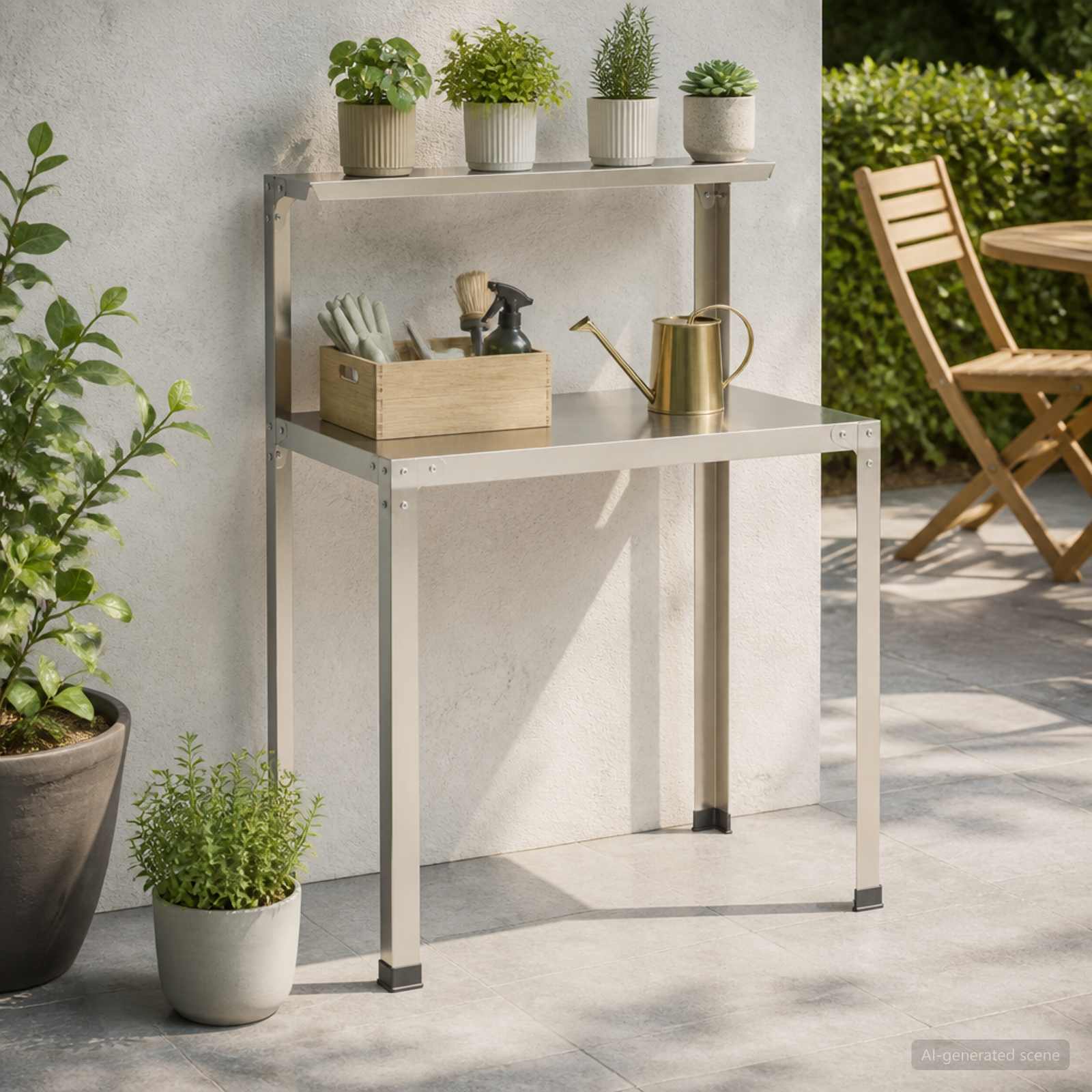 Planttafel 60 x 50 x 104 cm Roestvrij staal zilver image 1