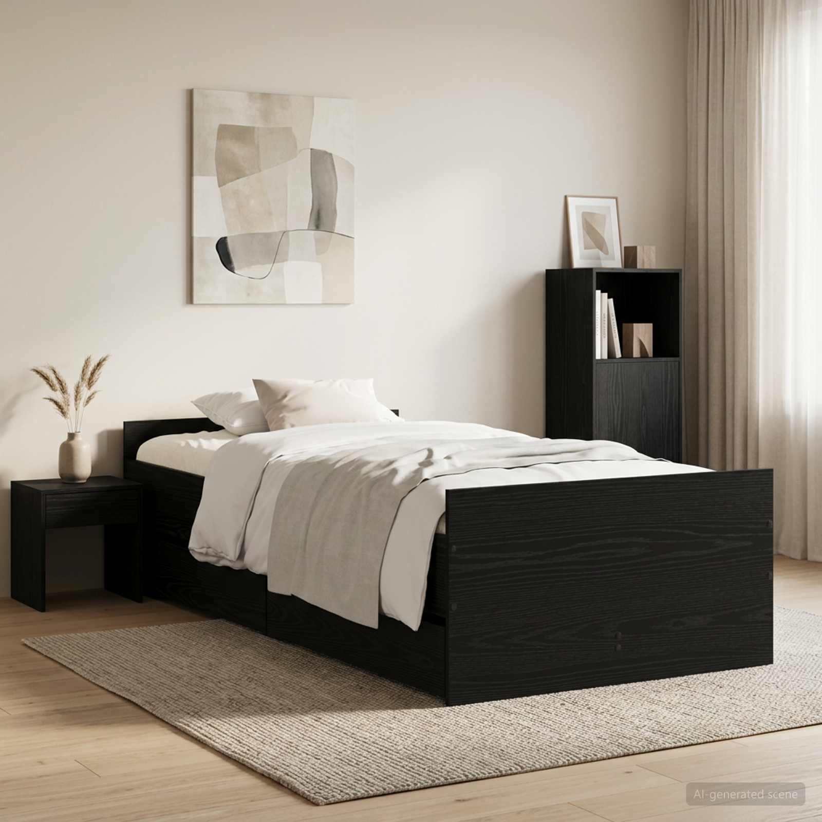 Struttura del letto Rovere Nero 100 x 200 cm - immagine prodotto