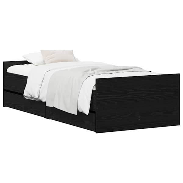 vidaXL Voodi raam Must tamm 100 x 200 cm Tehispuit