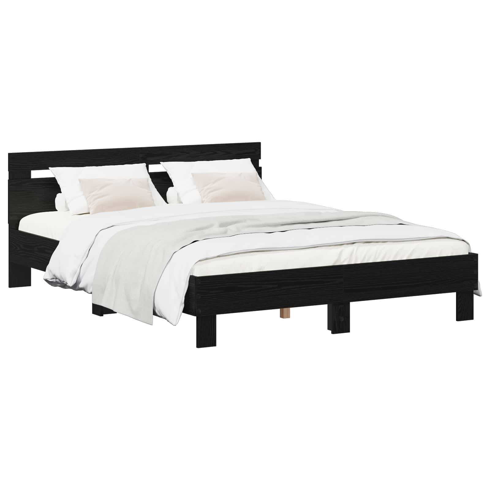 vidaXL Cadru de pat Stejar Negru 135 x 190 cm Lemn compozit
