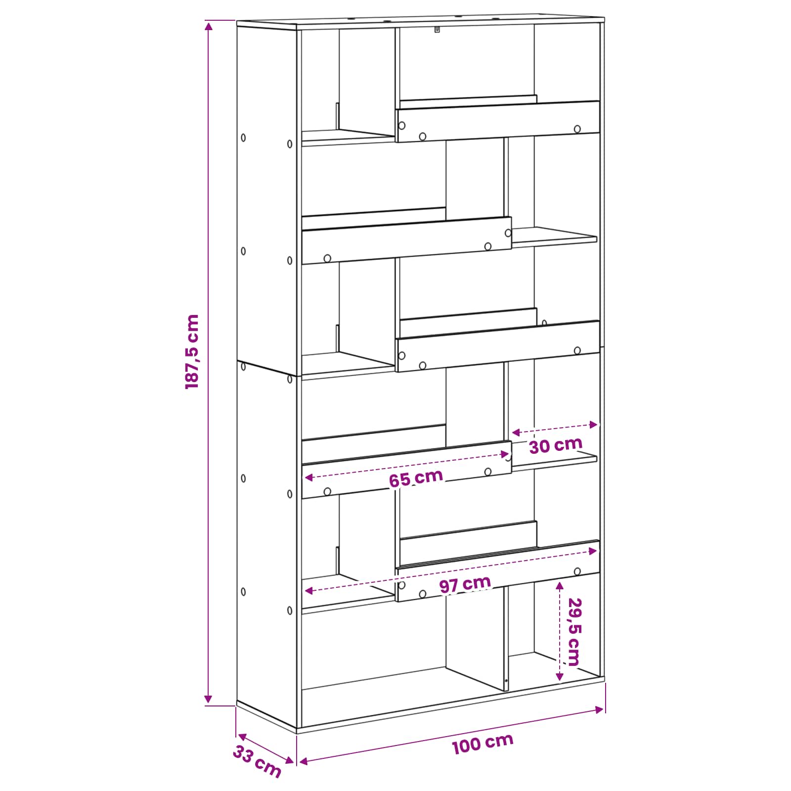 Bücherregal 100 x 33 x 156,5 cm Holzwerkstoff – Ansicht 9