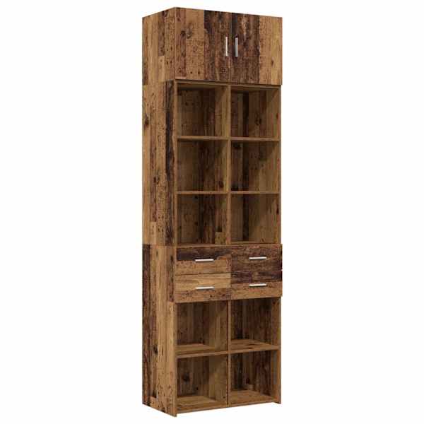 vidaXL S&auml;ilituskapp riiulitega Vana puit 70 x 42,5 x 225 cm Tehispuit