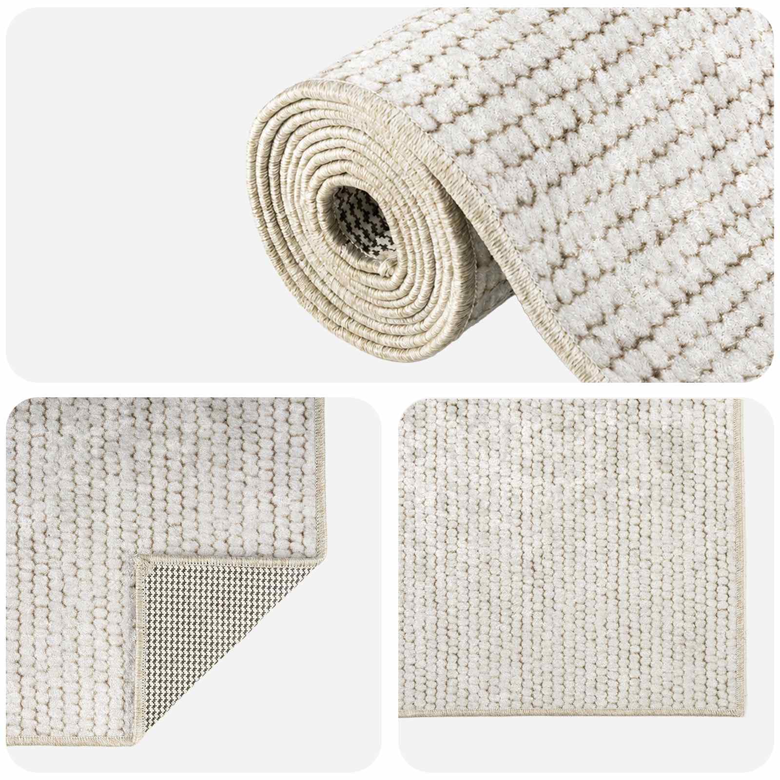 Vloerkleed Crèmekleurig 80 x 200 cm 100% Polyester 3 mm Wasbaar image 4