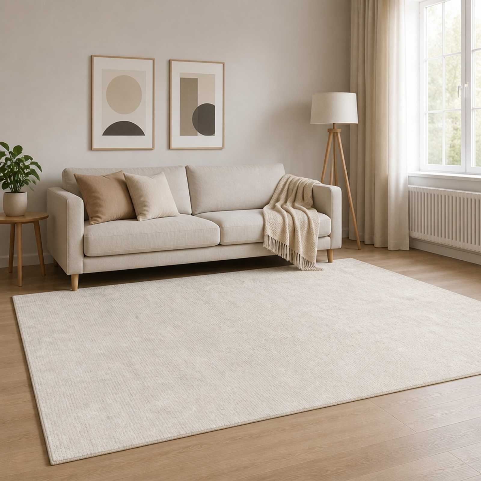 vidaXL Tæppe Cremefarvet 120 x 180 cm 100% polyester 3 mm Vaskbar