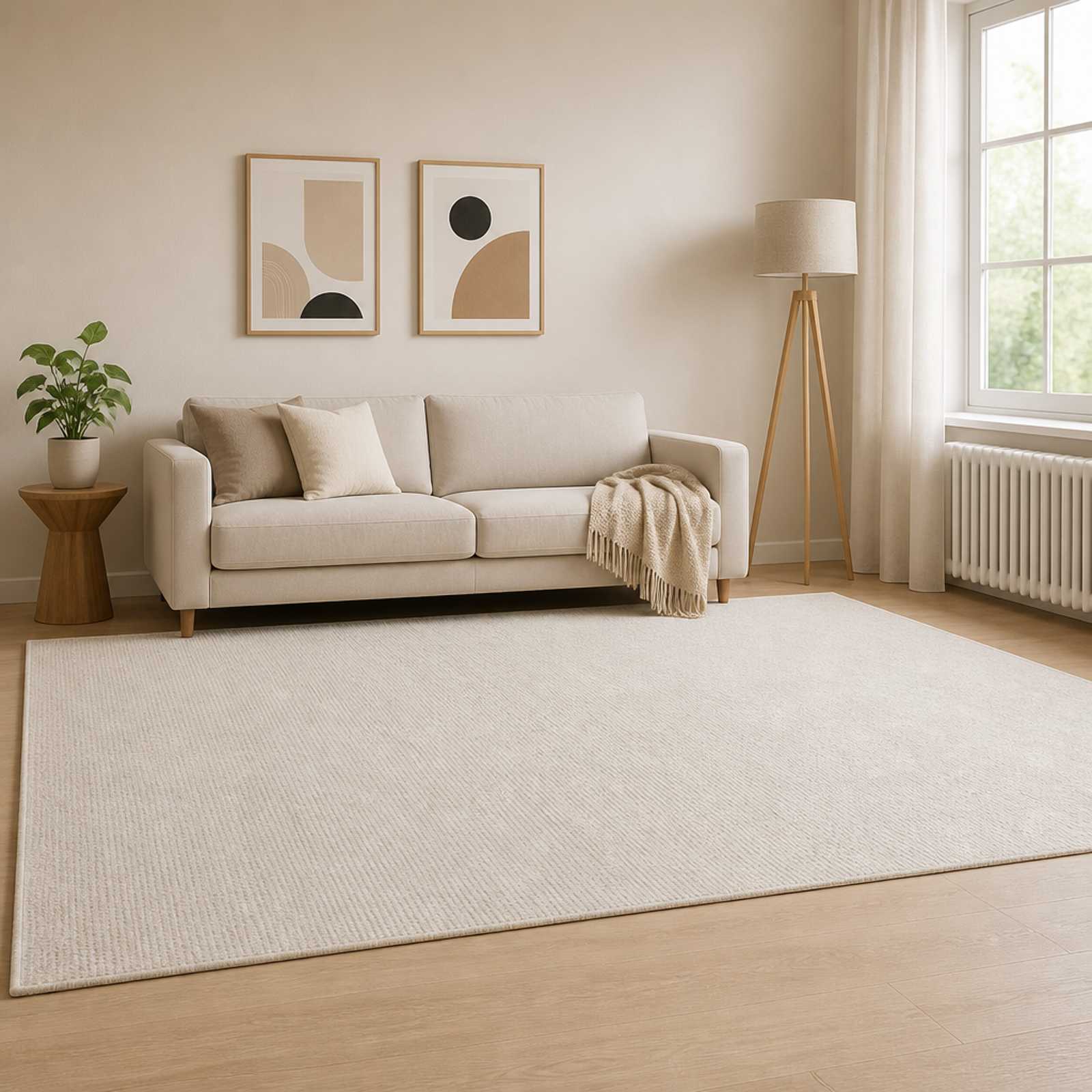 vidaXL Tæppe Cremefarvet 160 x 230 cm 100% polyester 3 mm Vaskbar