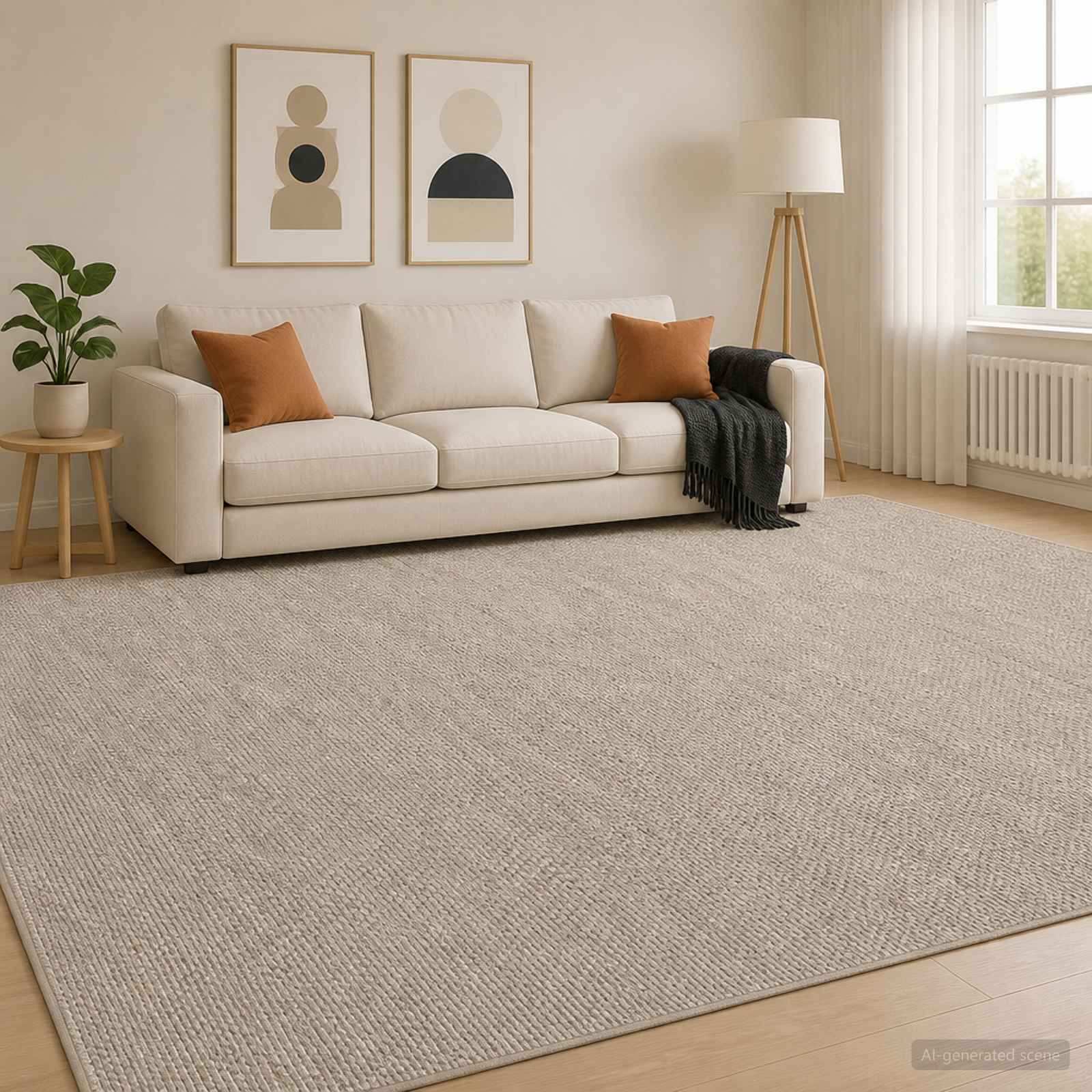 vidaXL Tæppe Beige 300 x 400 cm 100% polyester 3 mm Vaskbar