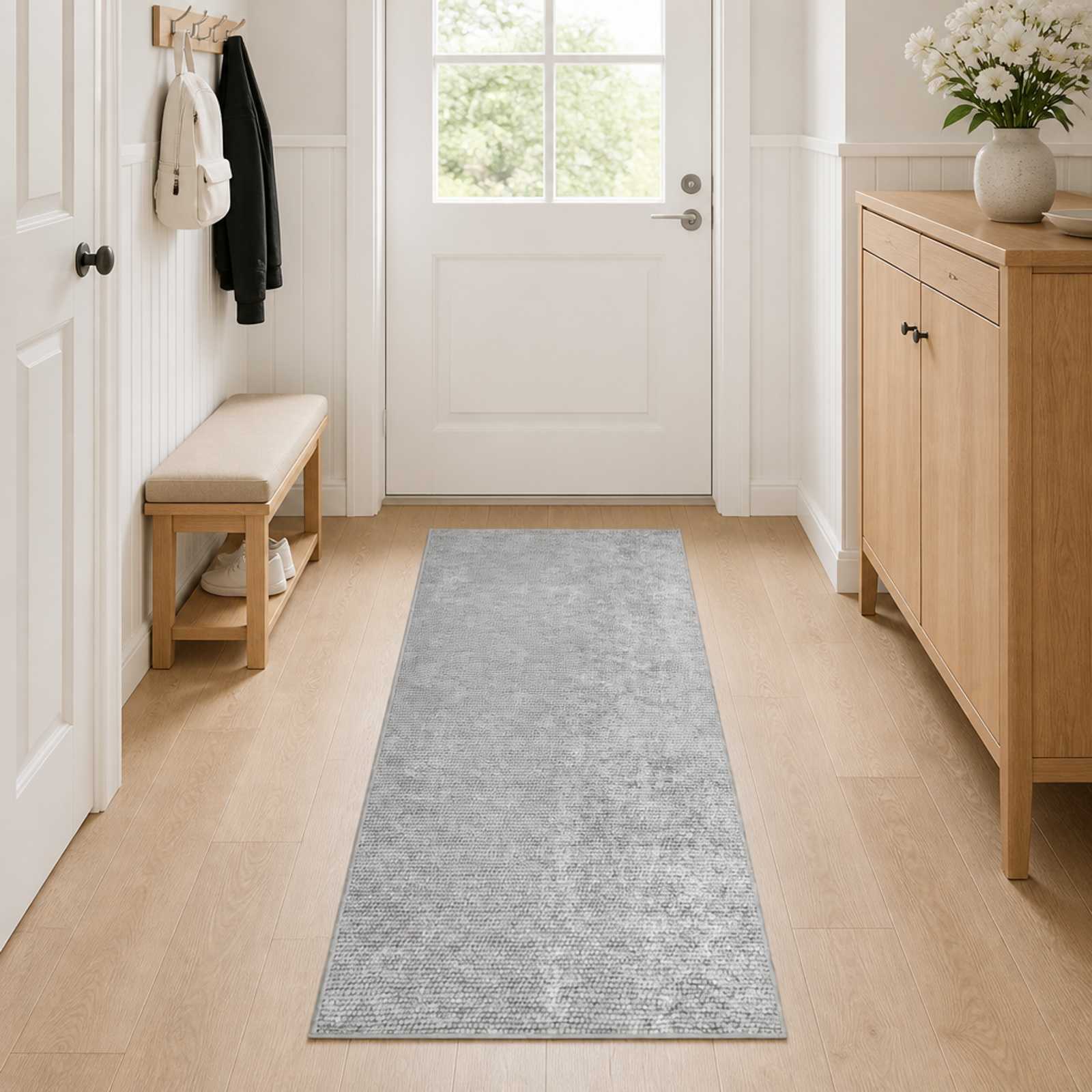 Vloerkleed Grijs 80 x 200 cm 100% Polyester 3 mm Wasbaar image 1