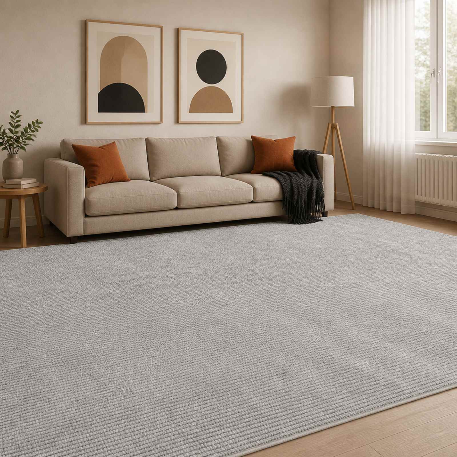 vidaXL Tæppe Grå 300 x 400 cm 100% polyester 3 mm Vaskbar