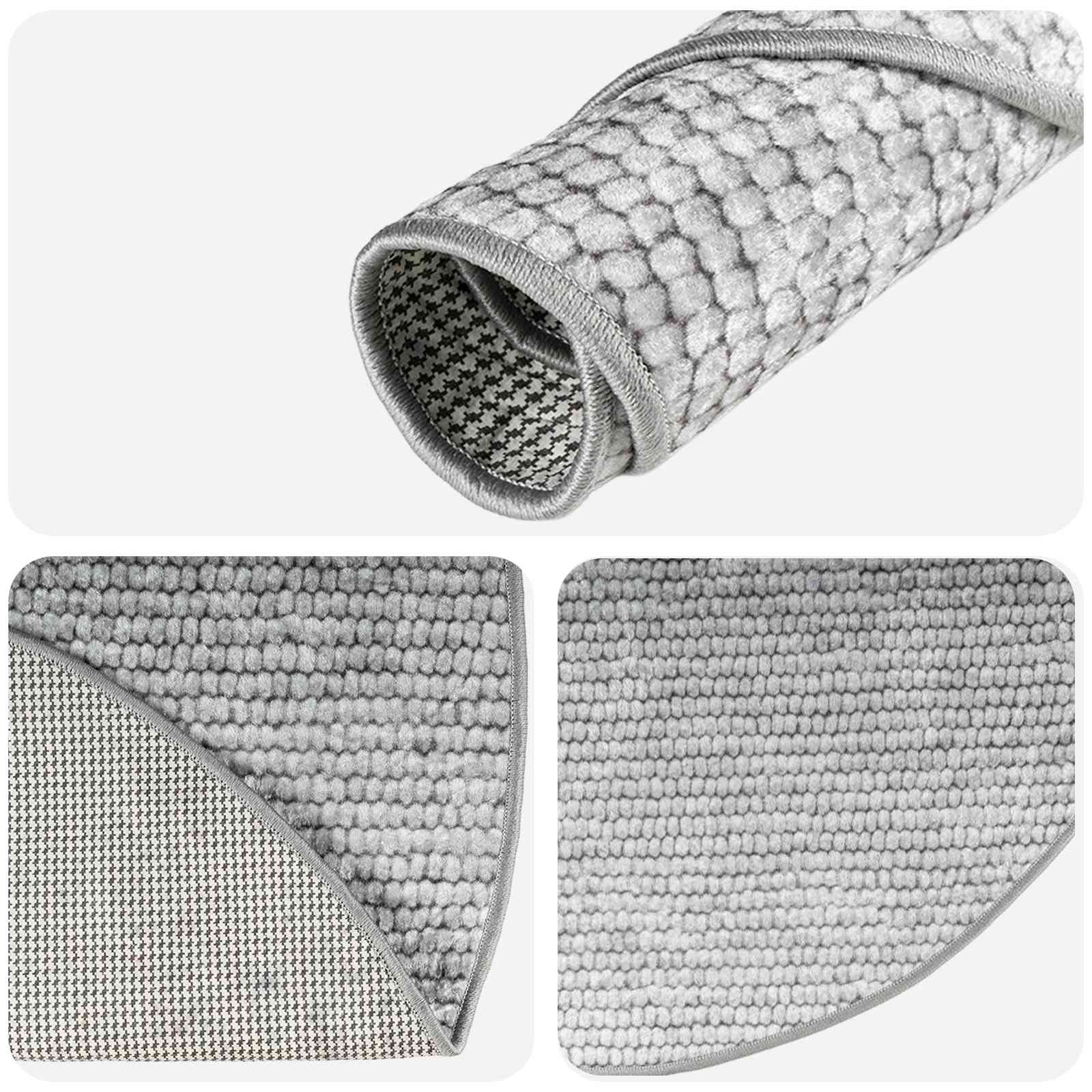 vidaXL Teppich Grau Ø 120 cm 100% Polyester 3 mm Waschbar – Bild 4