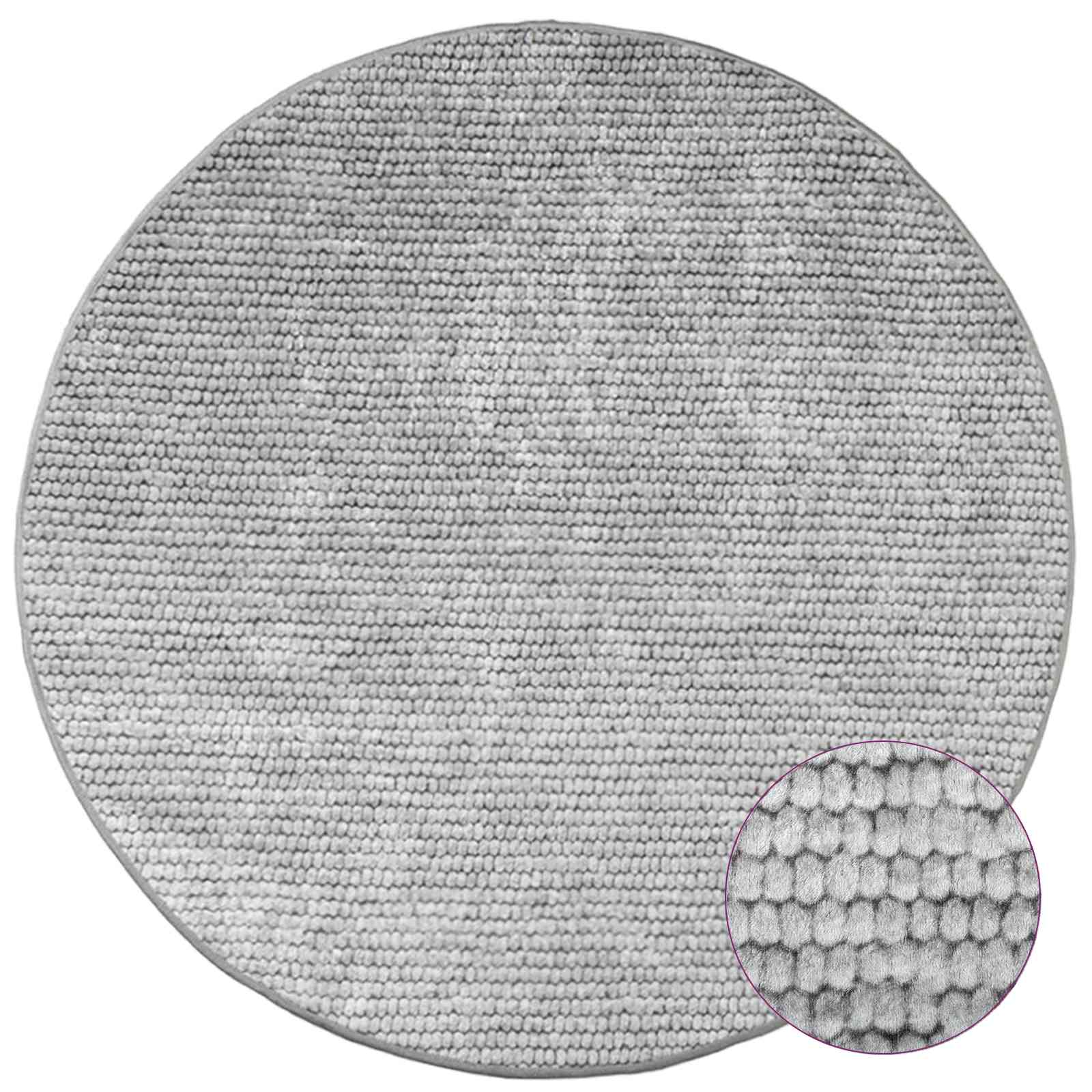 vidaXL Teppich Grau Ø 120 cm 100% Polyester 3 mm Waschbar – Bild 3