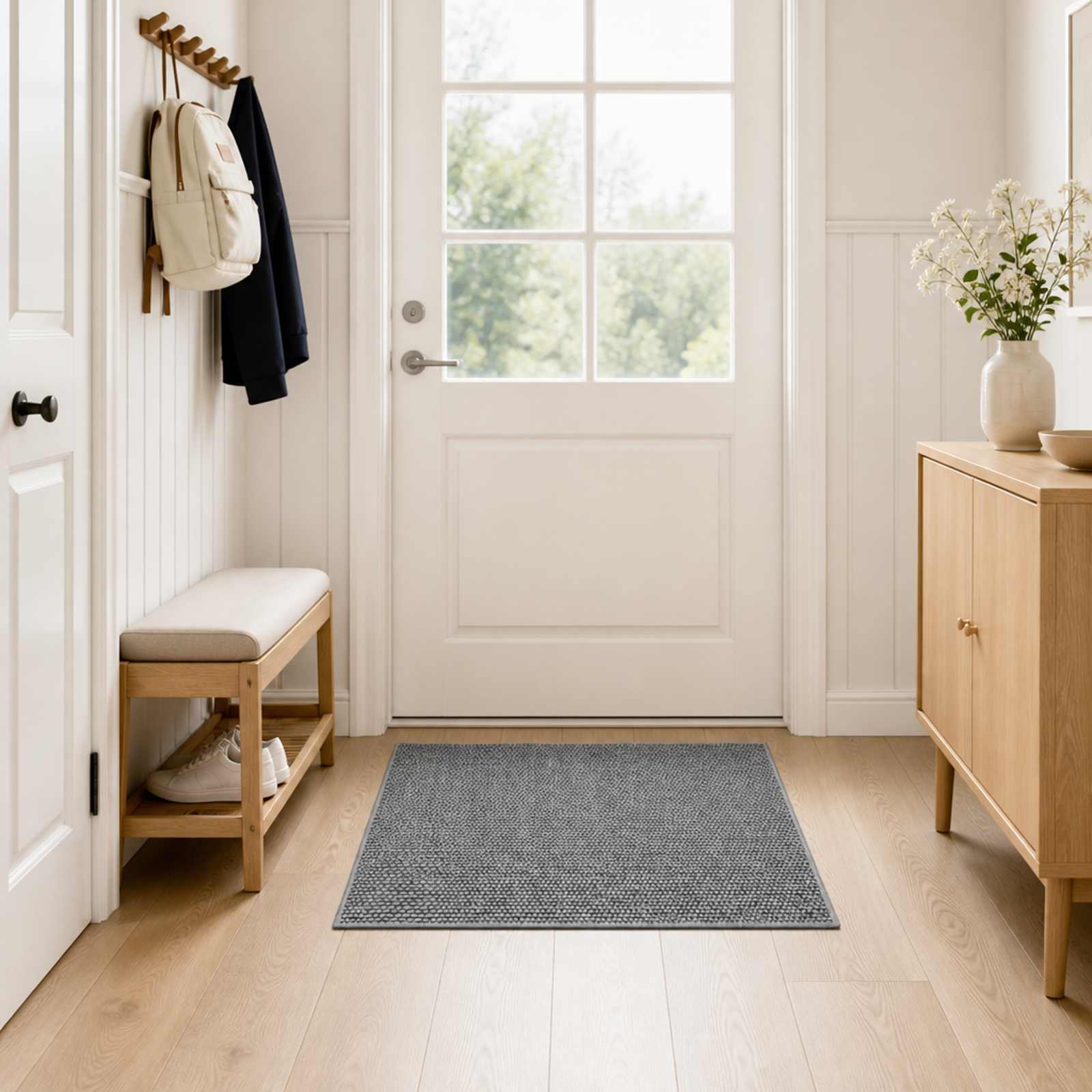 vidaXL Tæppe Antracit 100 x 100 cm 100% polyester 3 mm Vaskbar