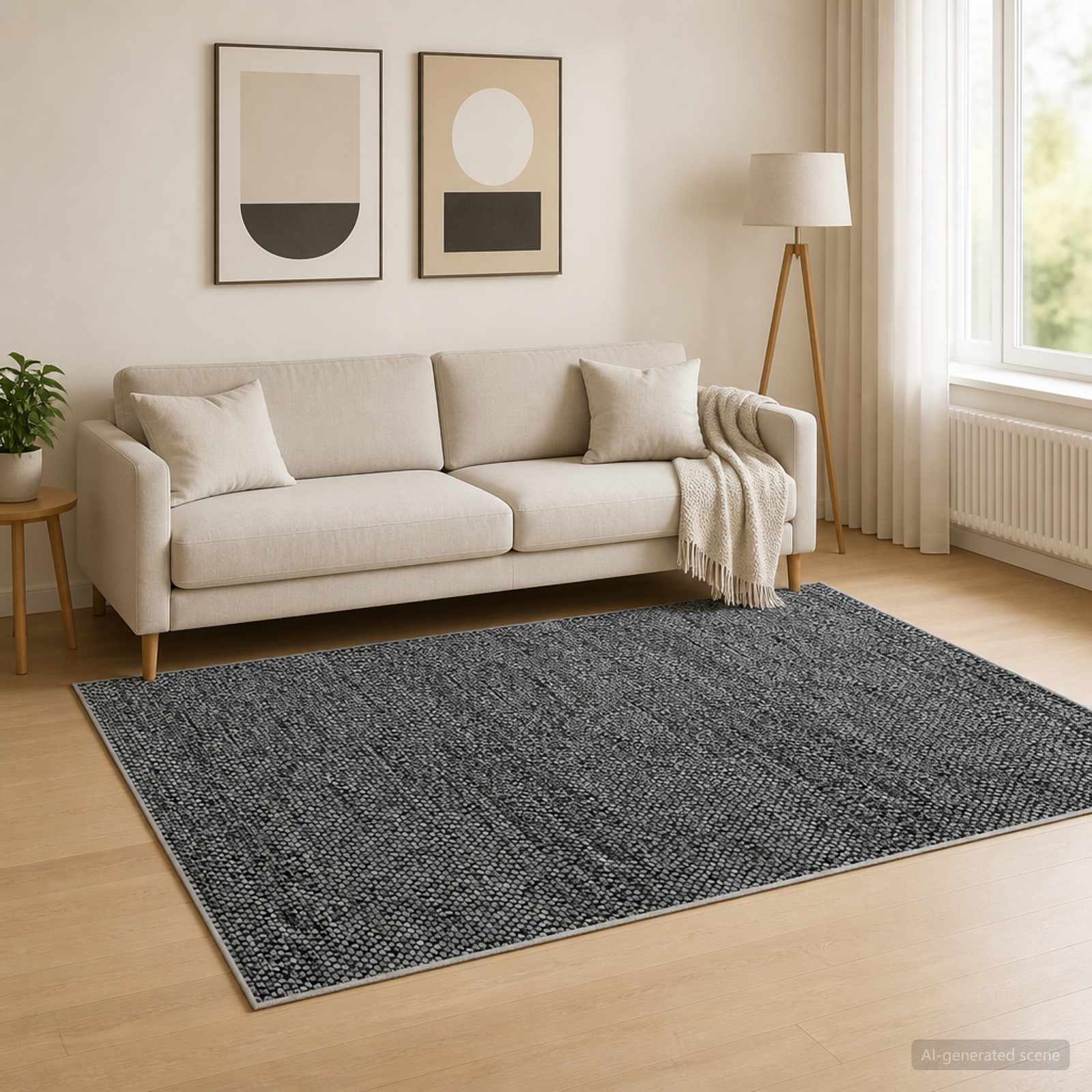 vidaXL Tæppe Antracit 160 x 230 cm 100% polyester 3 mm Vaskbar