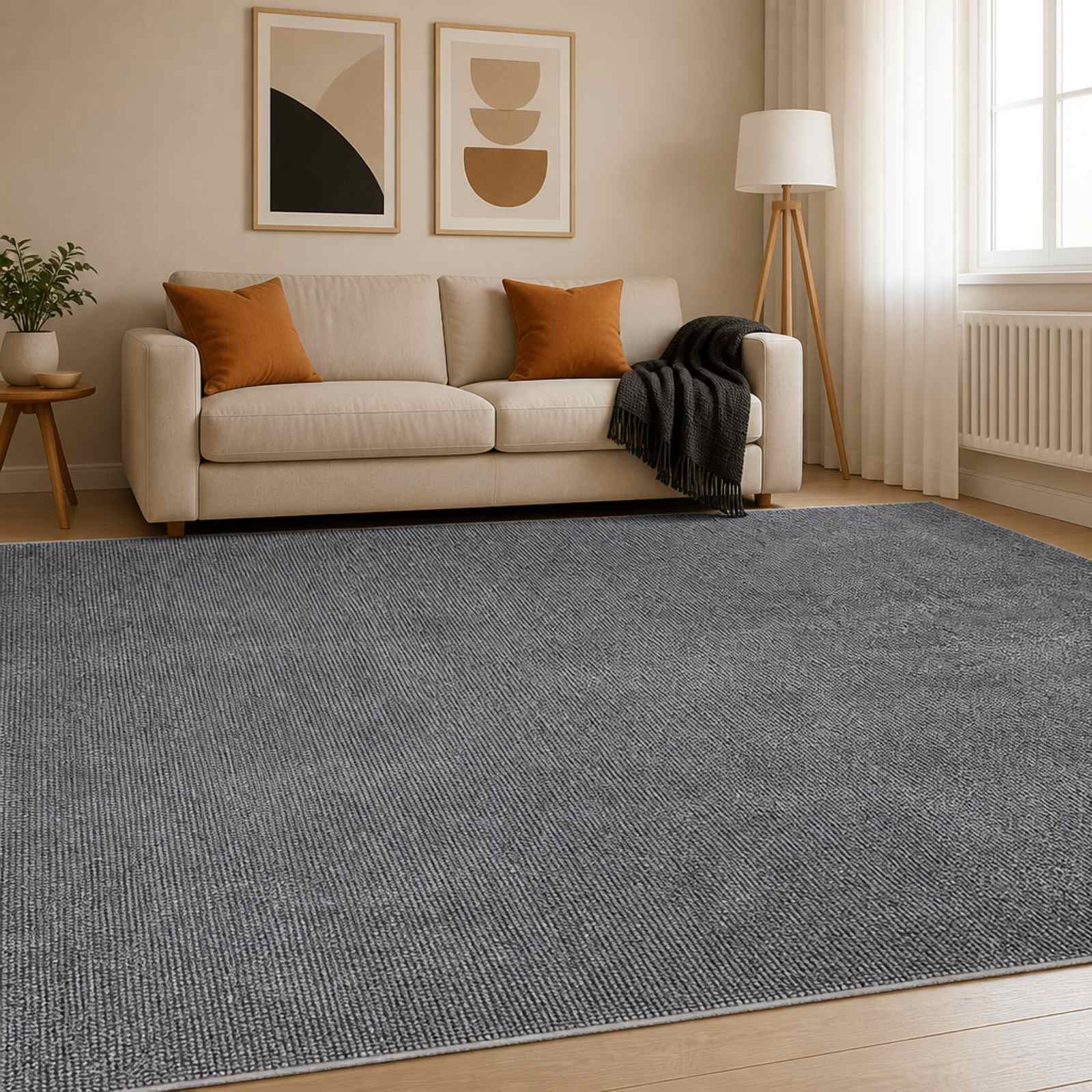vidaXL Tæppe Antracit 300 x 400 cm 100% polyester 3 mm Vaskbar