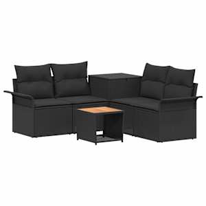 vidaXL Diivanikomplekt 6 tk Must Pol&uuml; rattan ja teras