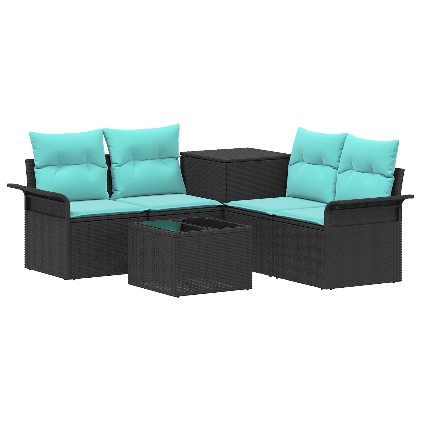 vidaXL Soffset 6 pcs 4-Antal sittplatser Svart och blå