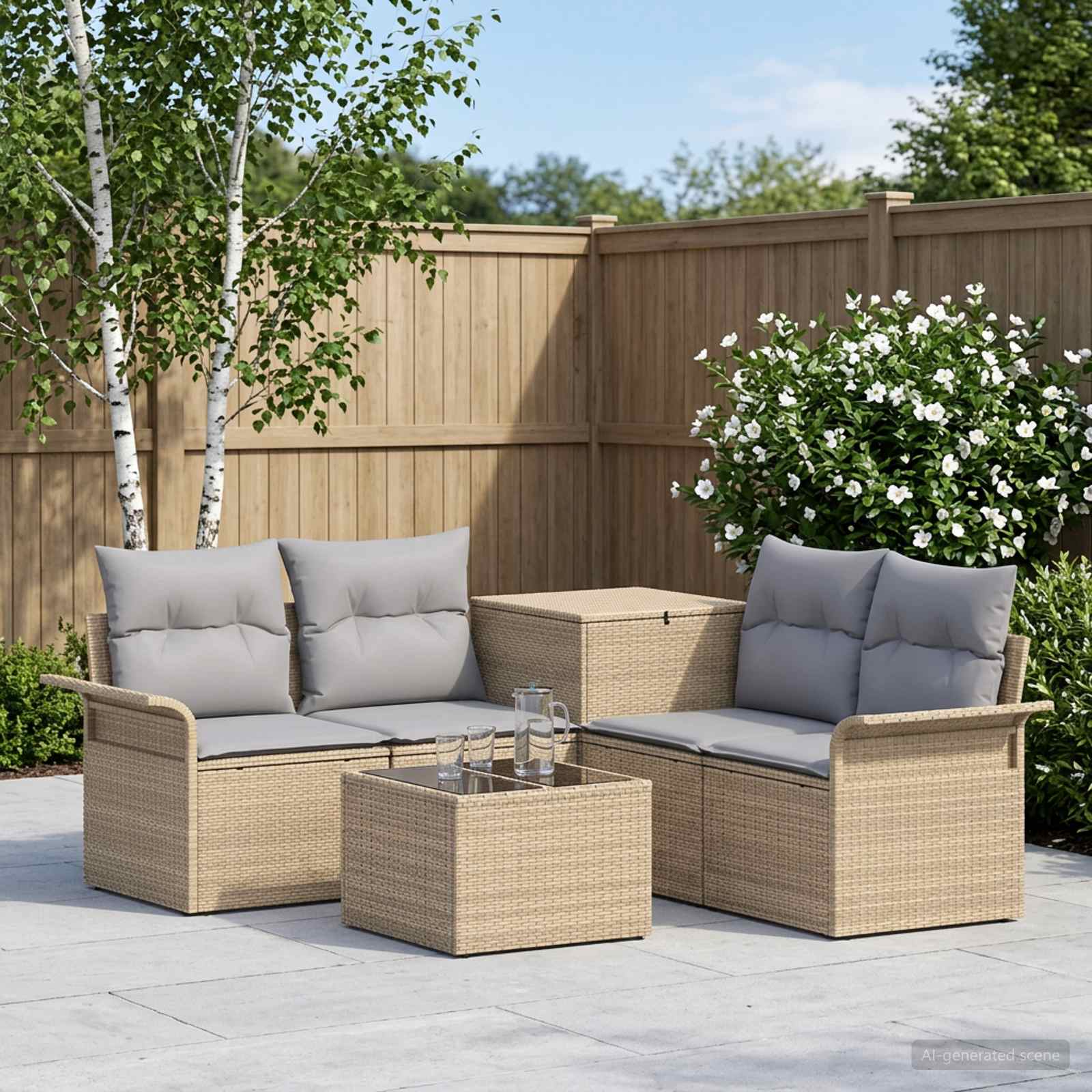 vidaXL Soffset 6 st 4-Antal sittplatser Beige och Ljusgrå
