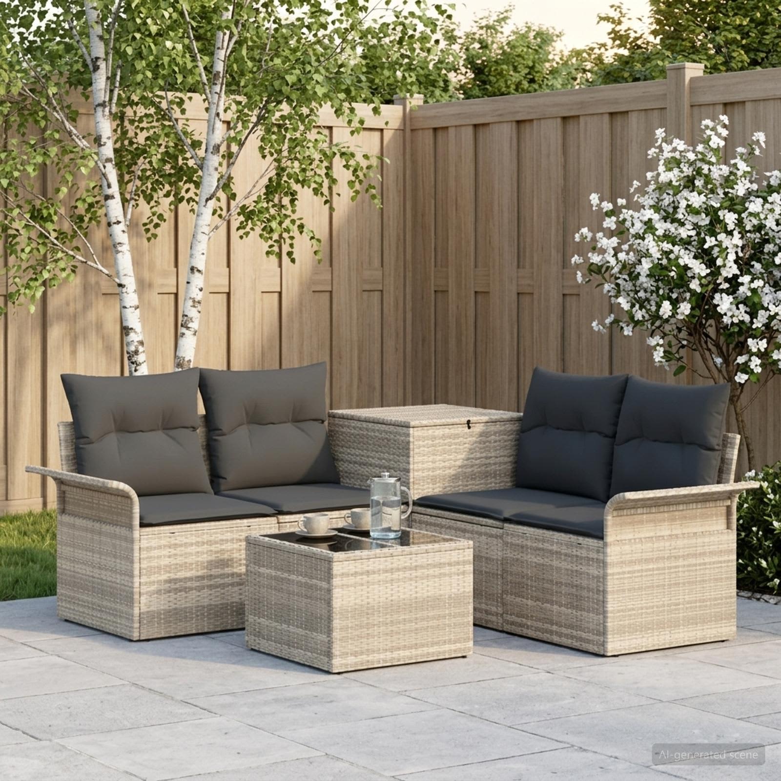 vidaXL Sofa Set 6 stk. 4-Sitzanzahl Hellgrau und Dunkelgrau
