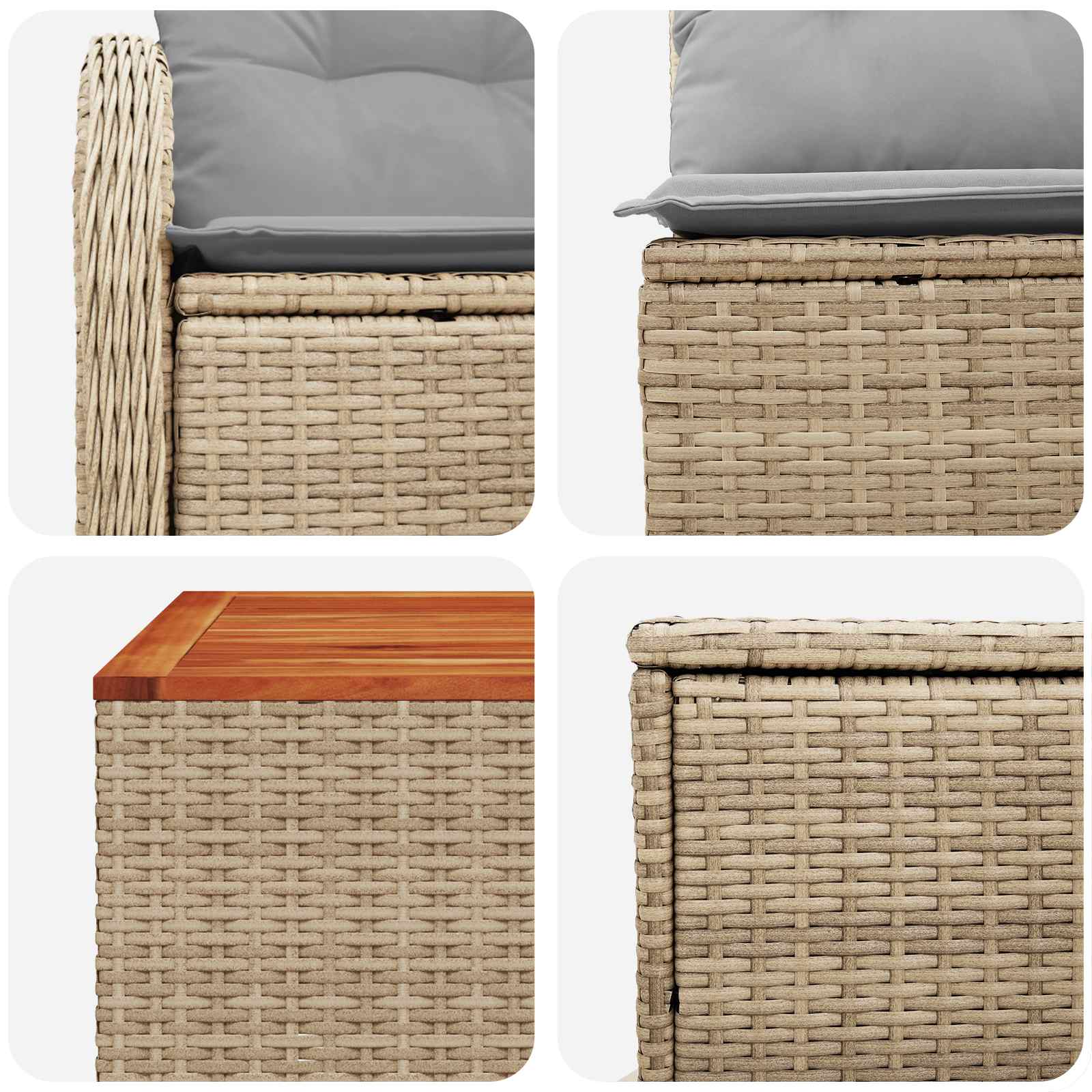 vidaXL Sofa Set 6 stk. Beige und Hellgrau Polyrattan und Stahl – Bild 9