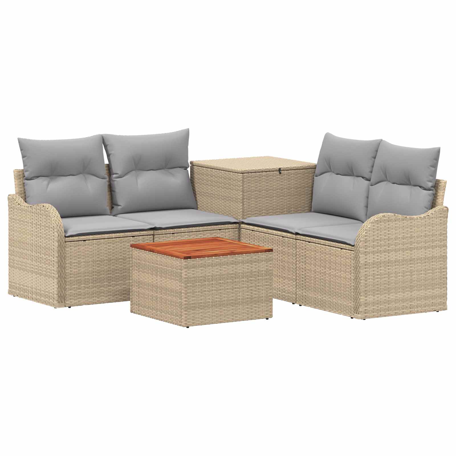 vidaXL Sofa Set 6 stk. Beige und Hellgrau Polyrattan und Stahl – Bild 2