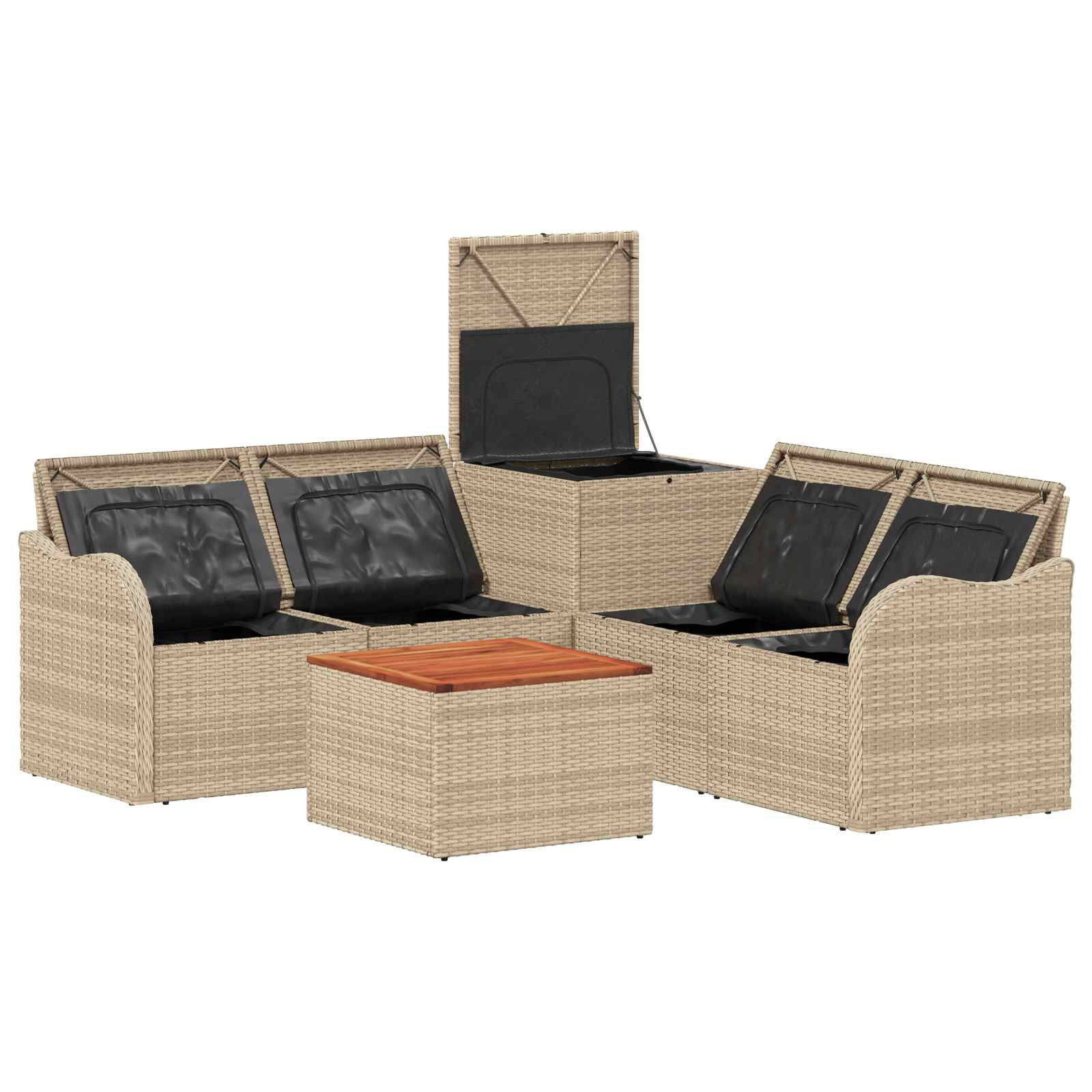 vidaXL Sofa Set 6 stk. Beige und Hellgrau Polyrattan und Stahl – Bild 7