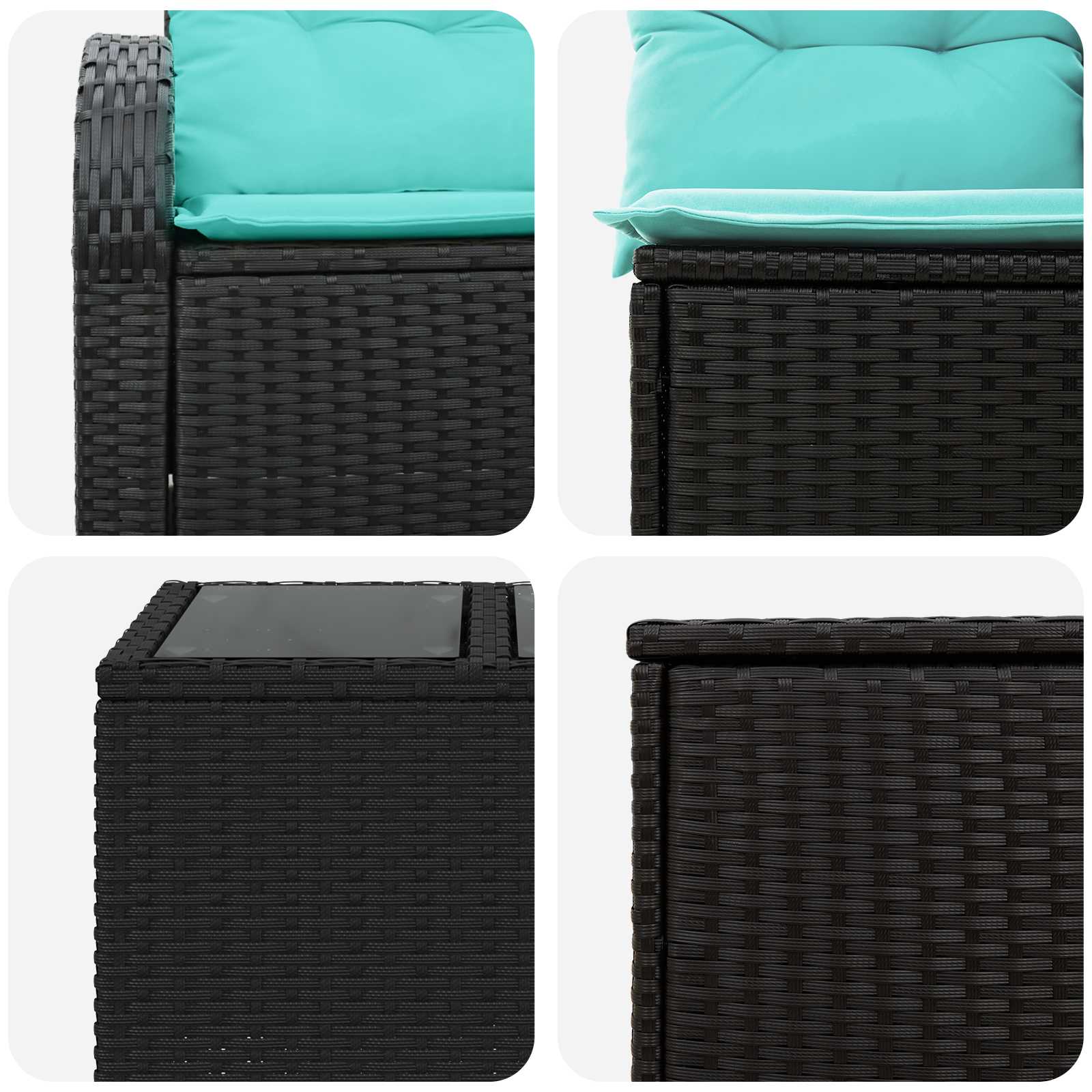 Bankstel 6 st Zwart en Blauw 55 x 55 x 37 cm - Afbeelding 9
