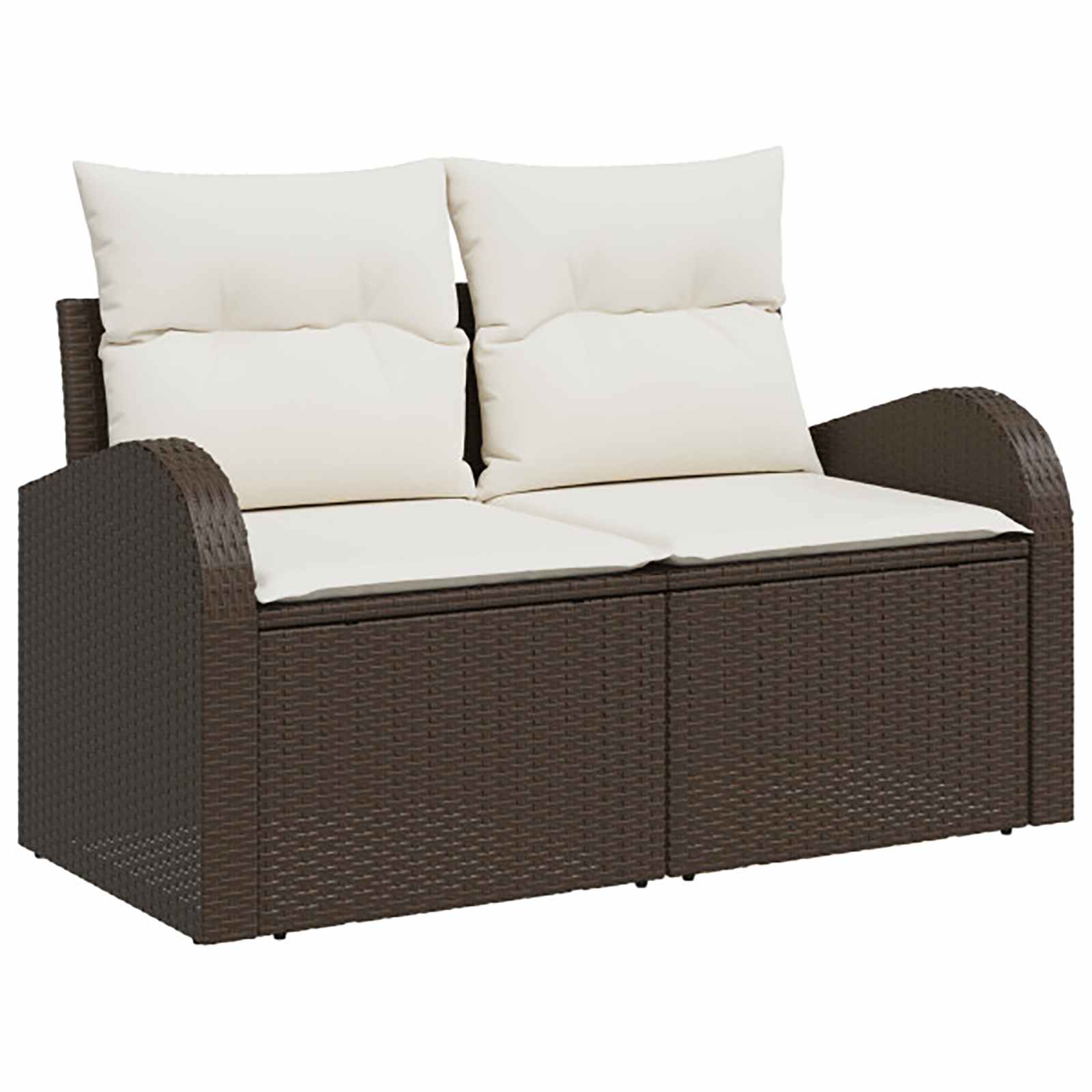 vidaXL Bankstel 6 st Bruin en Crème Wit Poly Rattan en Staal