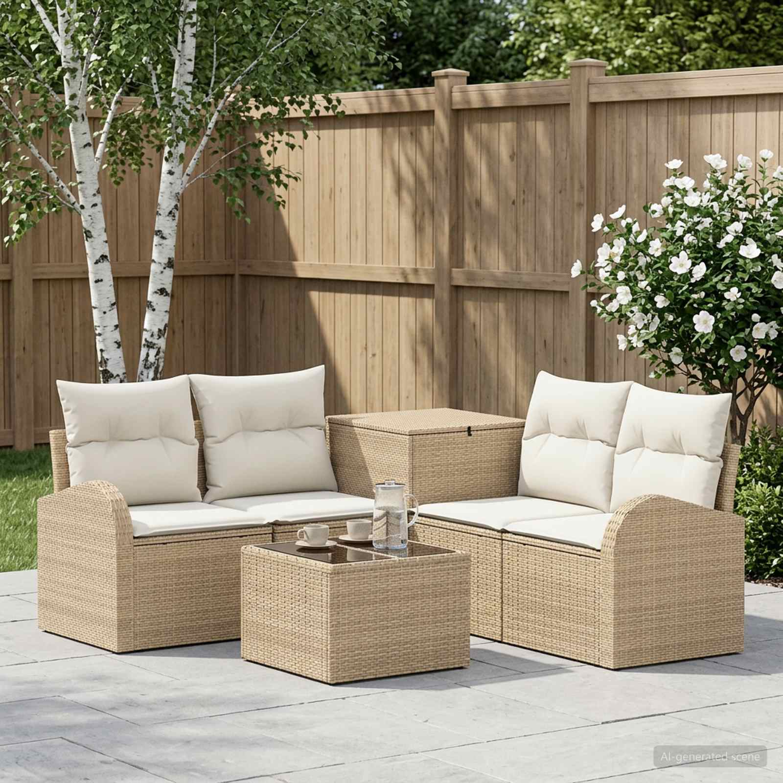 vidaXL Sofa Sæt 6 stk. Beige og cremehvid 55 x 55 x 37 cm