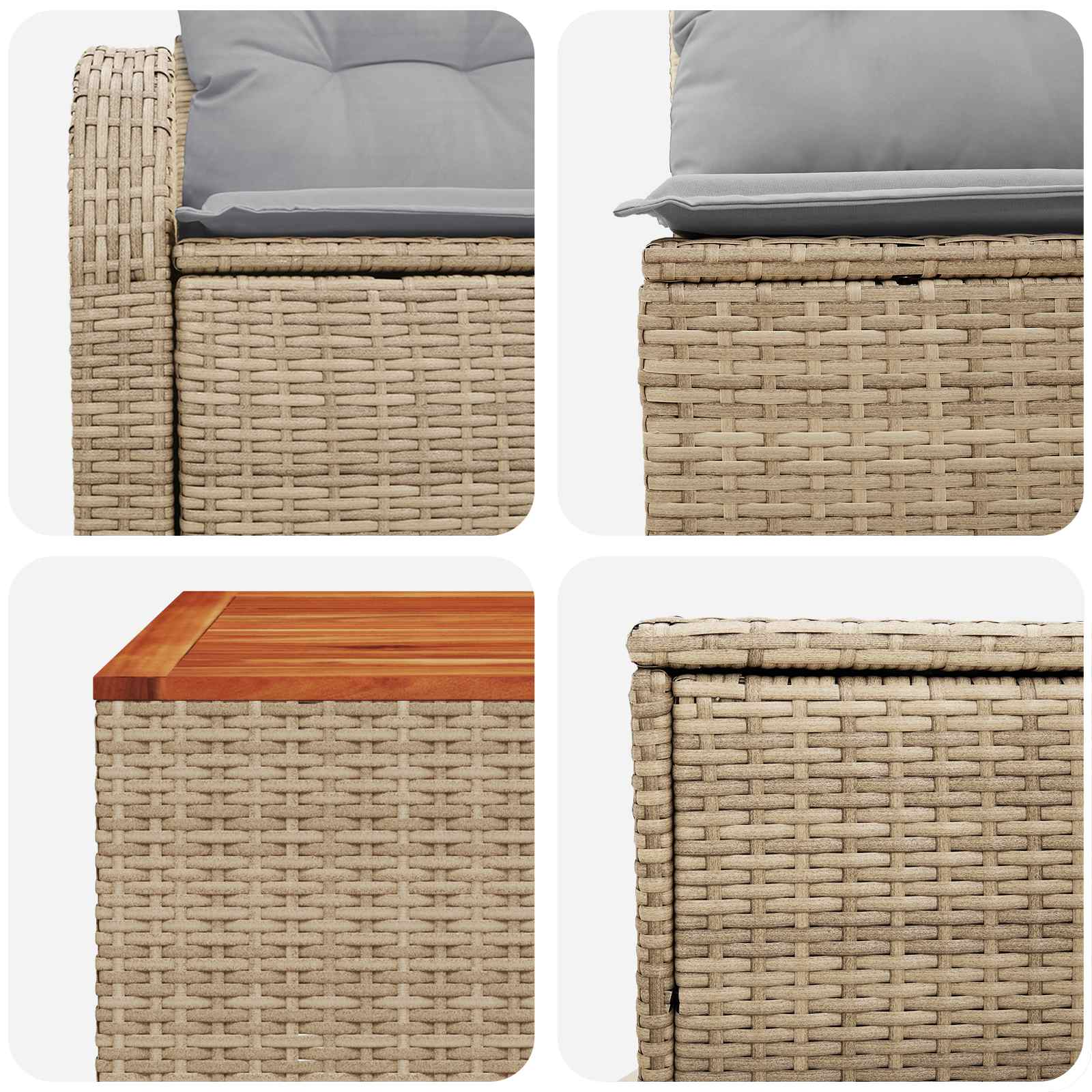 vidaXL Sofa Set 6 stk. Beige und Hellgrau Polyrattan und Stahl – Bild 9