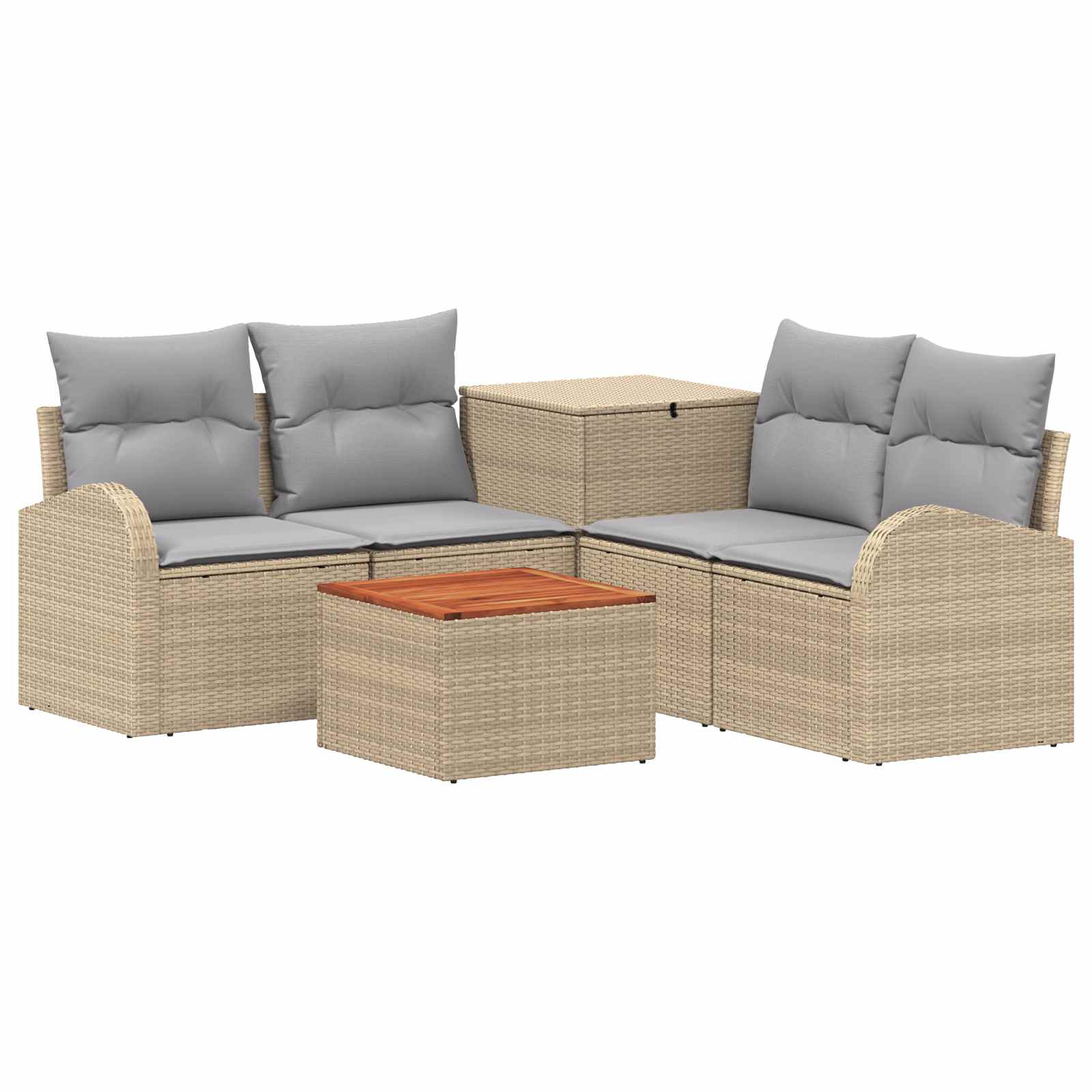 vidaXL Sofa Set 6 stk. Beige und Hellgrau Polyrattan und Stahl – Bild 2