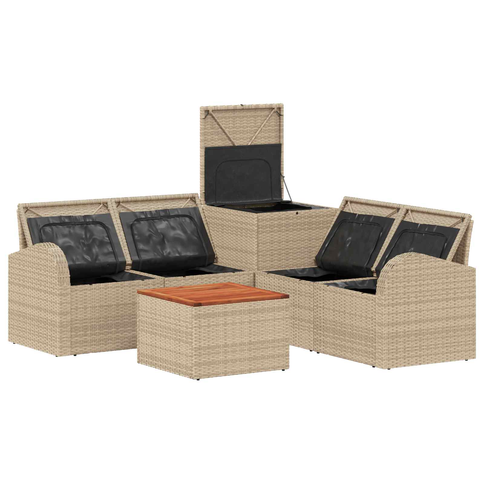 vidaXL Sofa Set 6 stk. Beige und Hellgrau Polyrattan und Stahl – Bild 7
